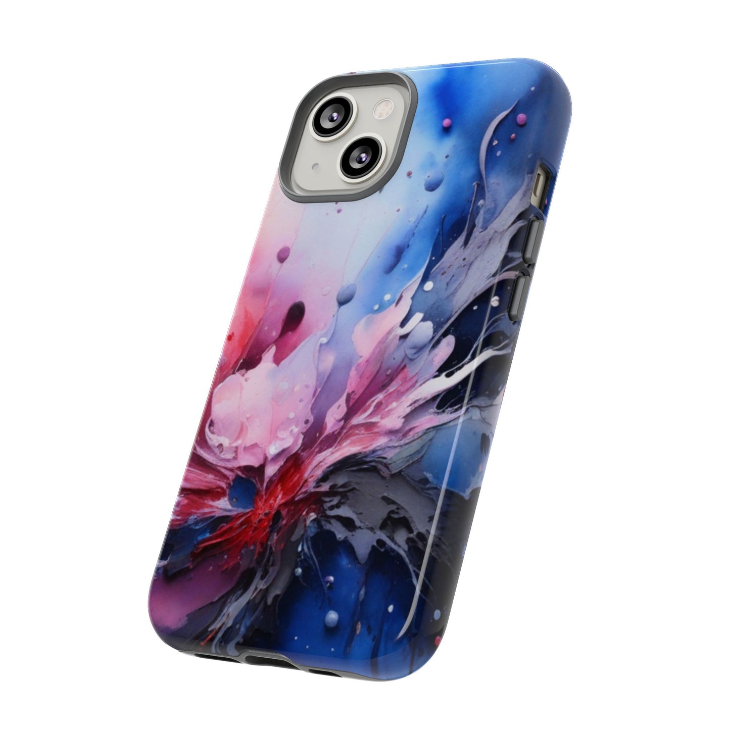 Tough Case — Abstract Pink & Blue Phone Case. iPhone Tough Cases Phone Cases for iPhone 17/16/15/14 – Dual Layer, Matte/Glossy Finish, Wireless Charging Compatible