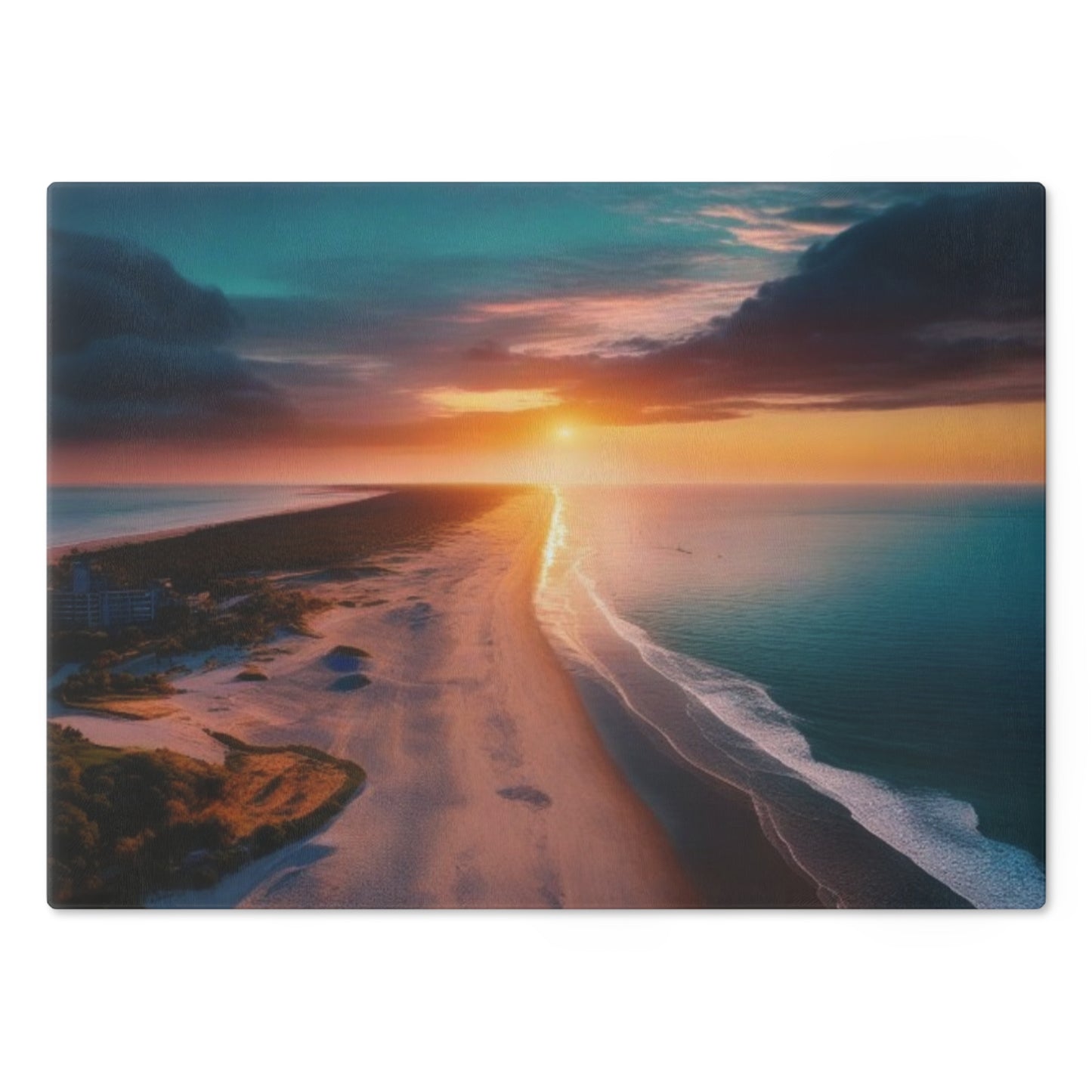 Tempered Glass Cutting Board – Hygienic, Scratch-Resistant, Dishwasher-Safe | Modern Kitchen Essential, Sunset Beach Cutting Board - Coastal Kitchen Decor