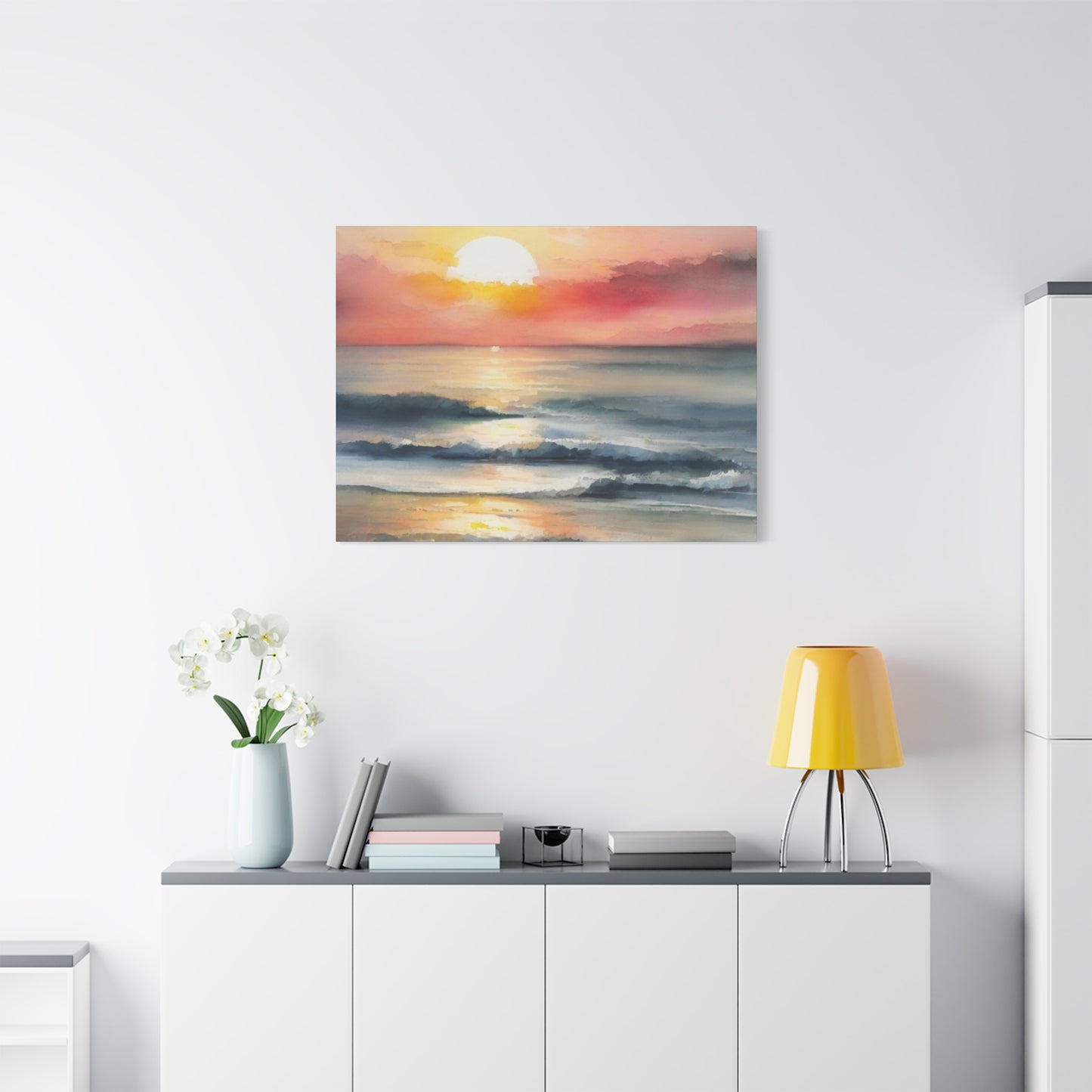 Abstract Art Canvas Print – Modern Wall Art, Matte Canvas, Ready to Hang, Home & Office Décor, Modern Wall Décor, Coastal Sunset Canvas Wall Art - 12" x 16" Stretched Print