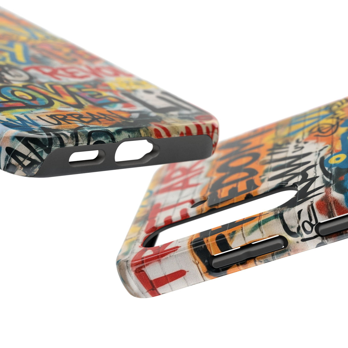 Tough Cases Phone Cases for Samsung Galaxy S26/S25/S24 – Dual Layer, Matte/Glossy Finish, Wireless Charging Compatible. Tough Phone Case – Urban Graffiti Unity Peace Love Design