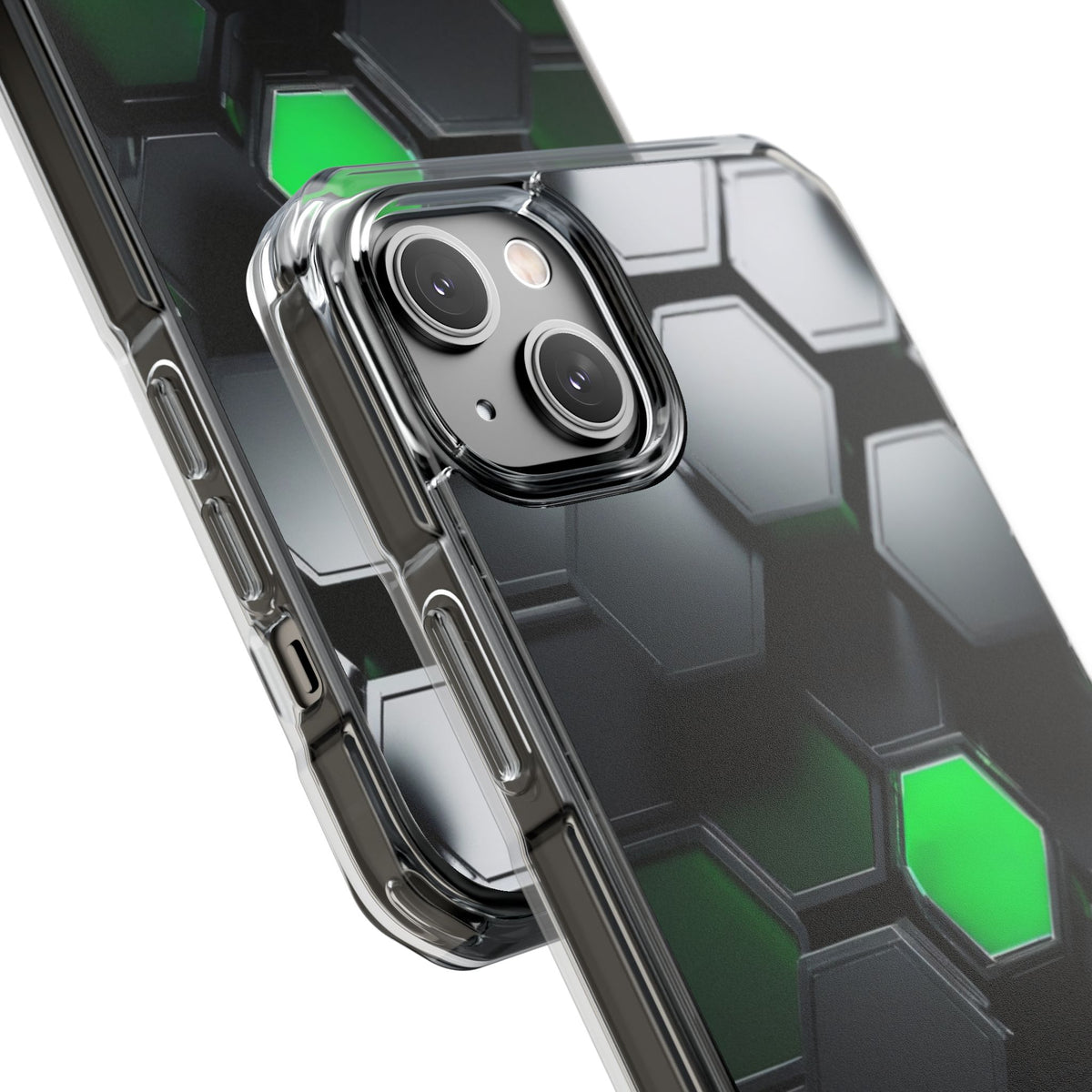 Magnetic Impact Phone Case for iPhone 16/15/14, Hexagon Pattern Magnetic Clear Impact Case, Stylish Phone Accessory, Gift for Tech Lovers, Durable Protection.