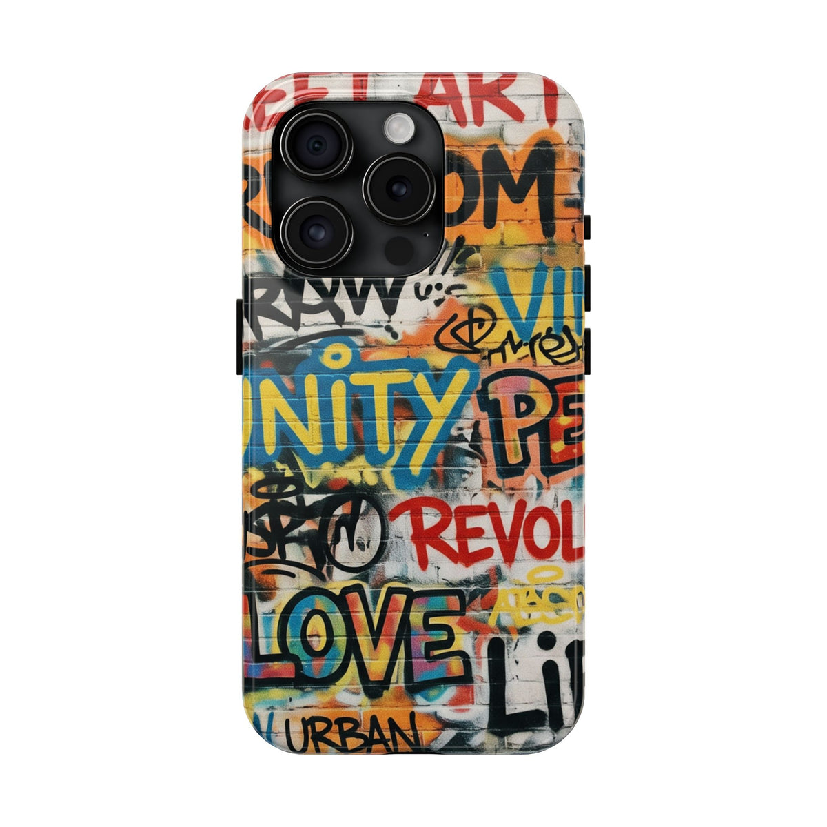 iPhone Tough Cases Phone Cases for iPhone 15\16\17\18 – Dual Layer, Matte/Glossy Finish, Wireless Charging Compatible. Urban Graffiti Tough Phone Case – Colorful Street Art Design