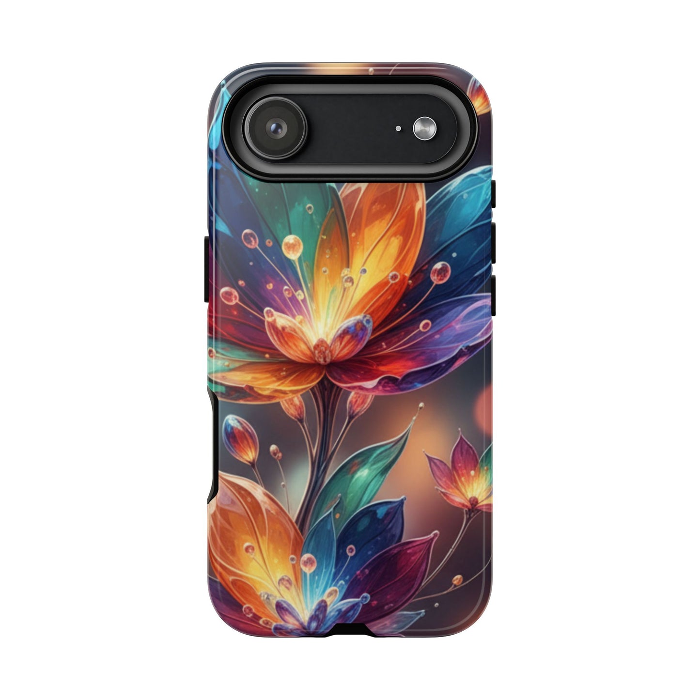 iPhone Tough Cases Phone Cases for iPhone 14\15\16\17 – Dual Layer, Matte/Glossy Finish, Wireless Charging Compatible — Vibrant Floral Lotus Phone Case