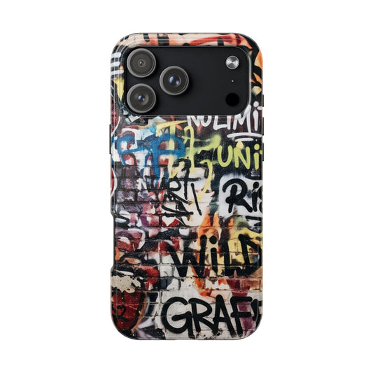 iPhone Tough Cases Phone Cases for iPhone 15\16\17\18 – Dual Layer, Matte/Glossy Finish, Wireless Charging Compatible. Graffiti Tough Phone Case
