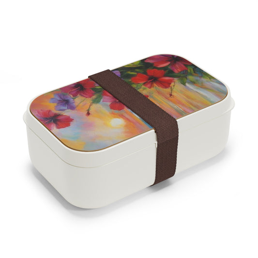 Stylish Bento Box Lunchbox – Portable, Designed Food Container with Wooden Lid & Two Moveable Compartments for Work, School & Picnics