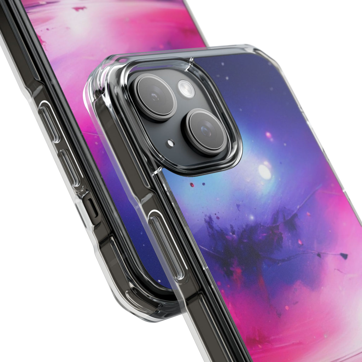 Magnetic Impact Phone Case for iPhone 16/15/14, Magnetic Clear Impact Phone Cases - Galaxy Vibe, Protective Cover, Customizable Gift, Stylish Phone Accessory, Unique Design