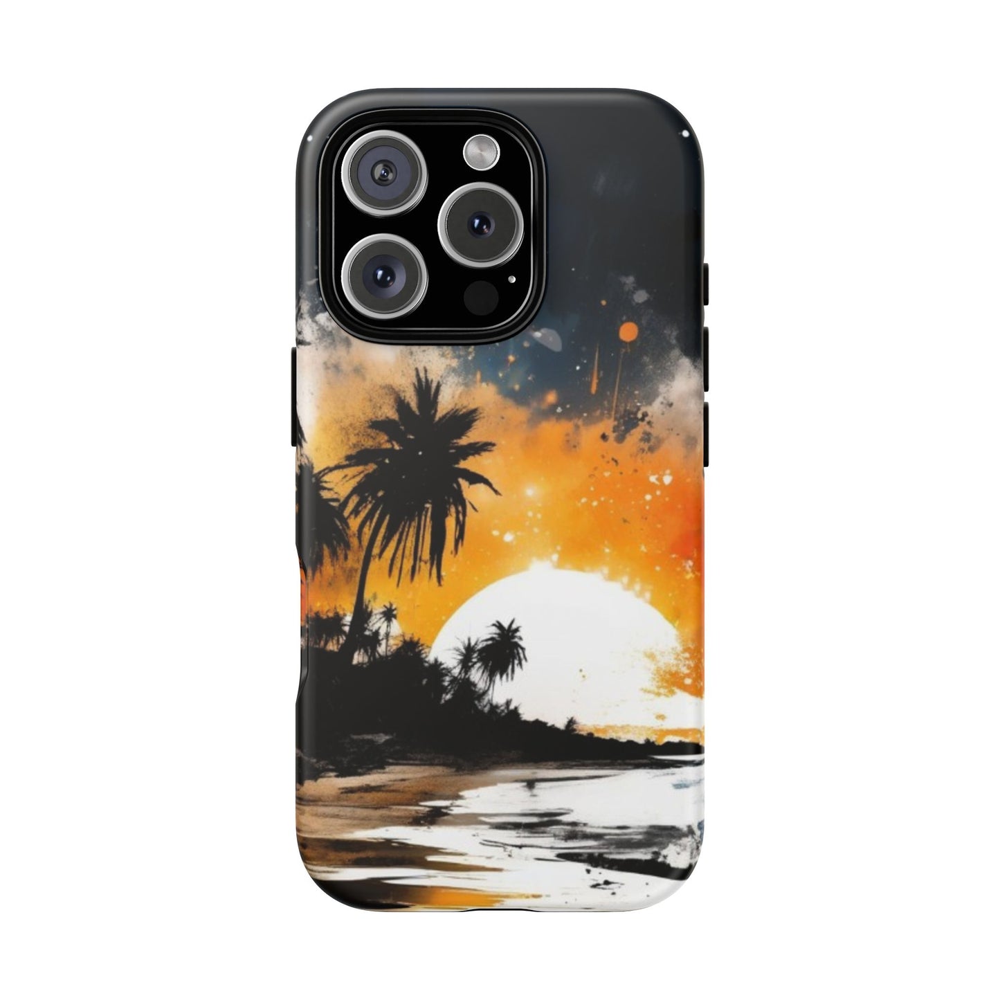 iPhone Tough Cases Phone Case for iPhone 14/15/16/17– Dual Layer, Matte/Glossy Finish, Wireless Charging Compatible, Tropical Sunset Design, Beach Lover Gift, Custom Phone Cover, Summer Vibes, Vacation Essentials