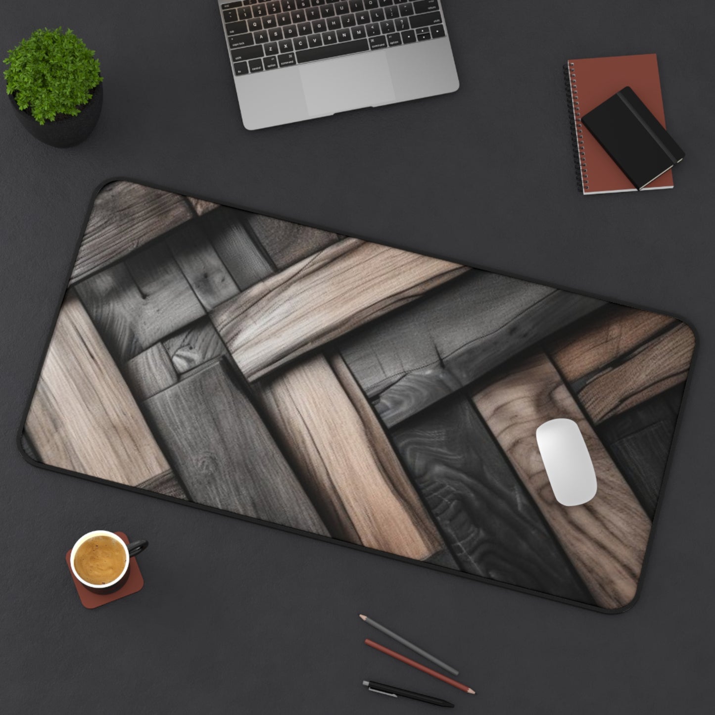 Large Gaming Mouse Pad – Premium Mouse Pad & Tech Accessory for Home & Office, Premium Desk Mat, Gaming Mouse Pad, Non-slip, Elegant Wooden Textured Desk Mat - Sleek Black Base for Home Office