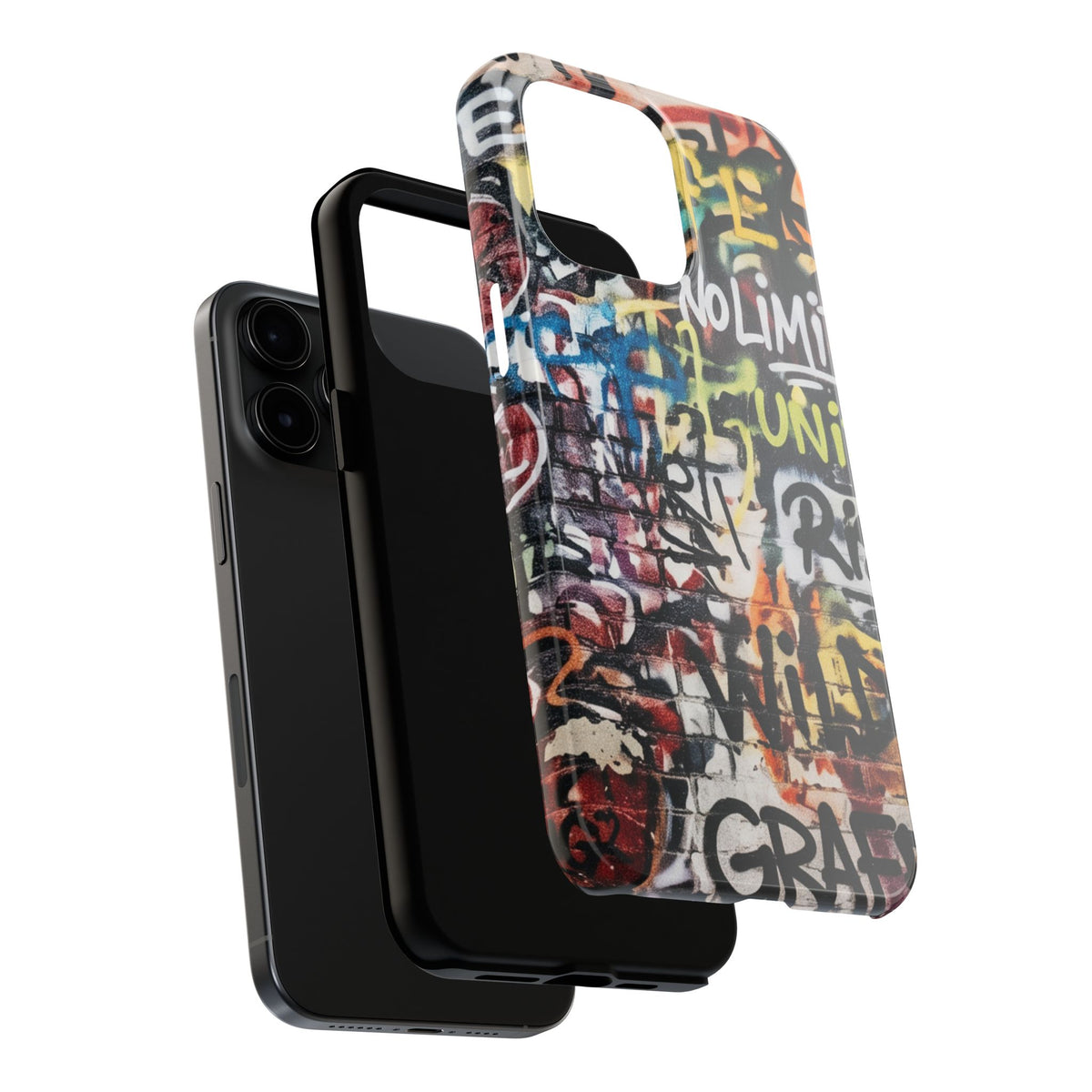 iPhone Tough Cases Phone Cases for iPhone 15\16\17\18 – Dual Layer, Matte/Glossy Finish, Wireless Charging Compatible. Graffiti Tough Phone Case