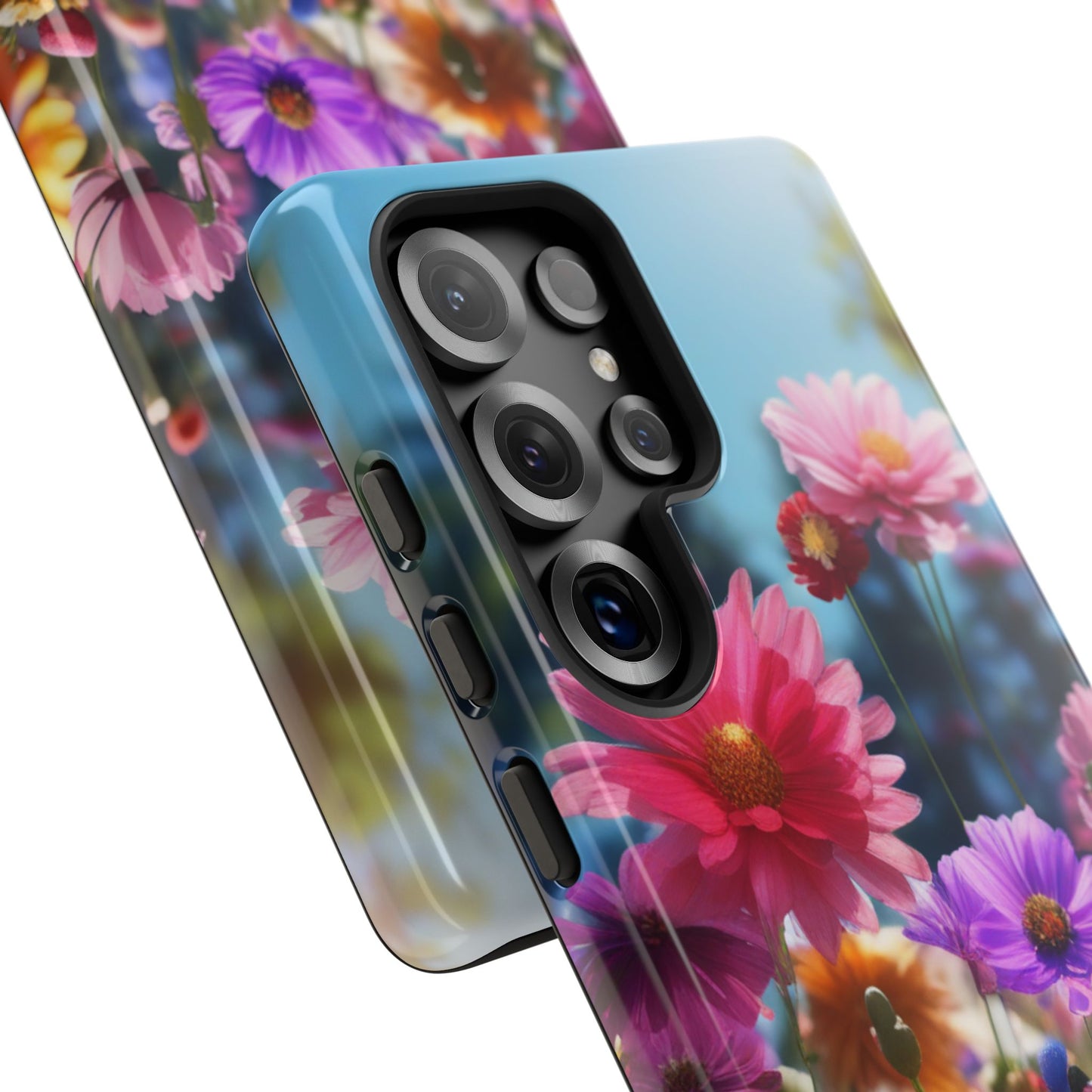 Tough Cases Phone Cases for Samsung Galaxy S25/S24/S23 – Dual Layer, Matte/Glossy Finish, Wireless Charging Compatible, Floral Meadow Tough Phone Case – Colorful Wildflower Protective Cover