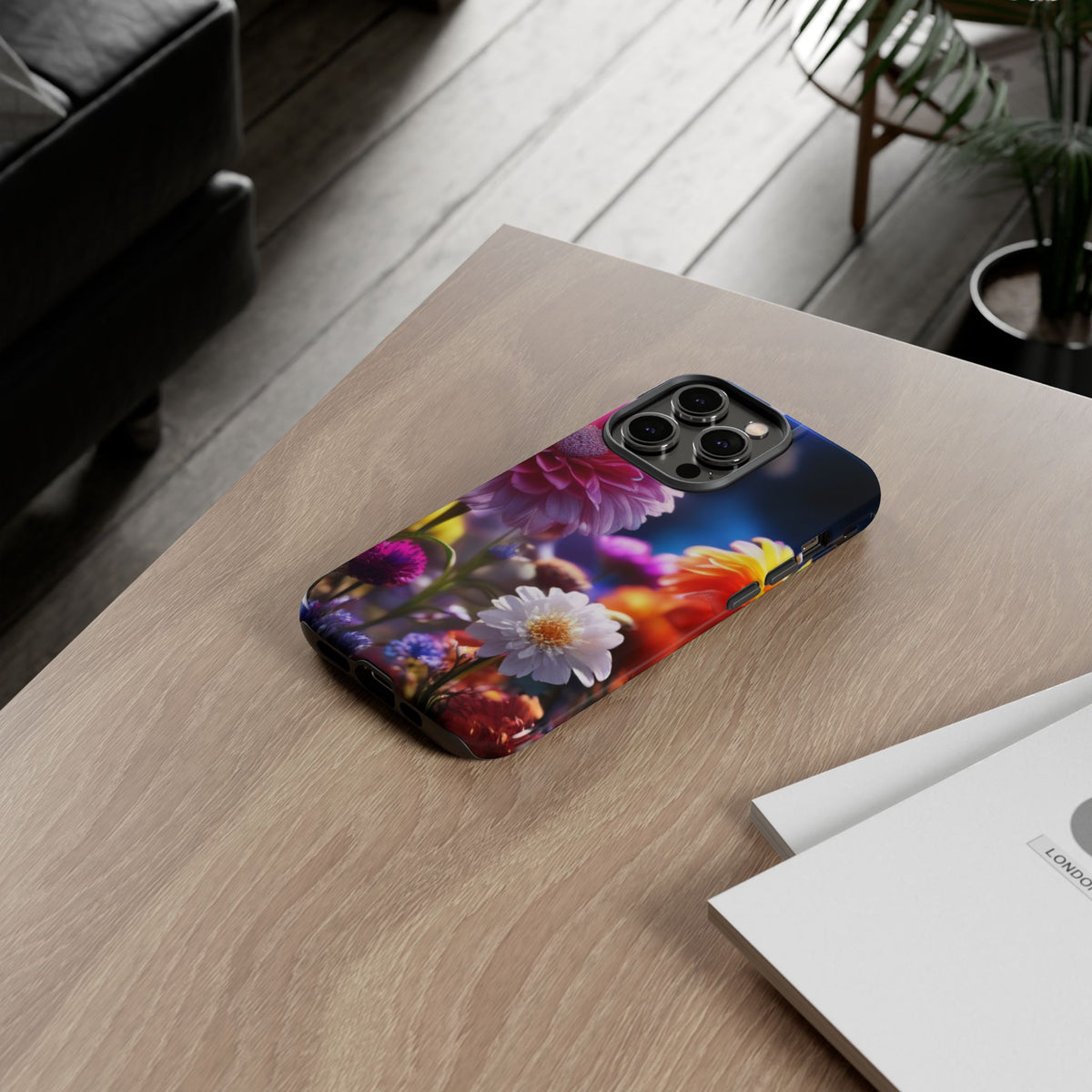 iPhone Tough Cases Phone Cases for iPhone 14\15\16\17 – Dual Layer, Matte/Glossy Finish, Wireless Charging Compatible, Floral Garden Phone Case — Vibrant Bloom Protective iPhone Cover