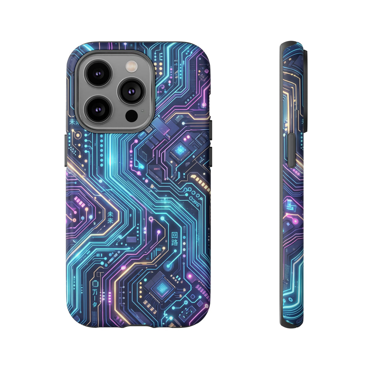 iPhone Tough Cases Phone Cases for iPhone 14\15\16\17\18 – Dual Layer, Matte/Glossy Finish, Wireless Charging Compatible. Tech Circuit Tough Phone Case.