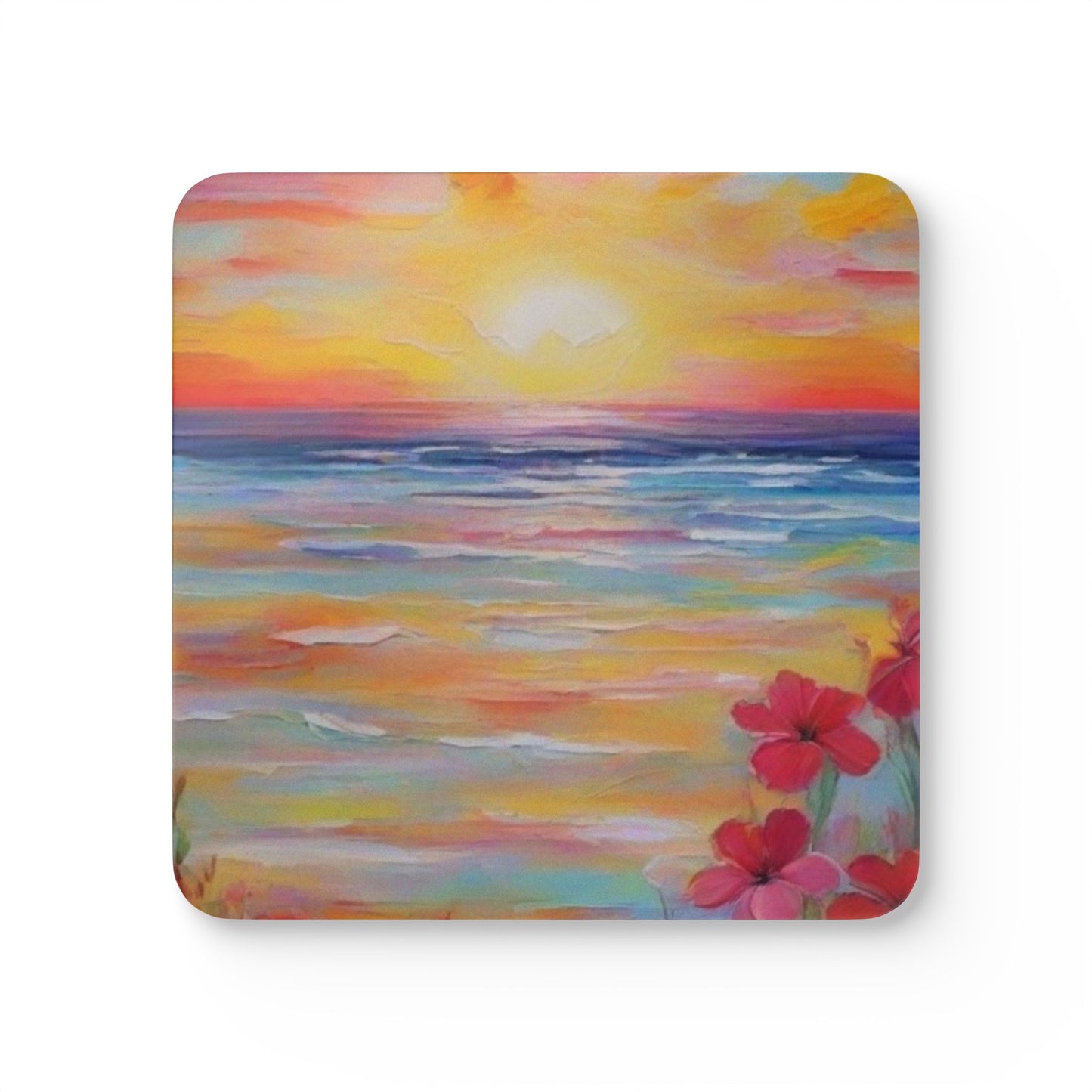 Designer Coaster Set – High-Gloss Drink Coasters with Cork Backing (Set of 4)