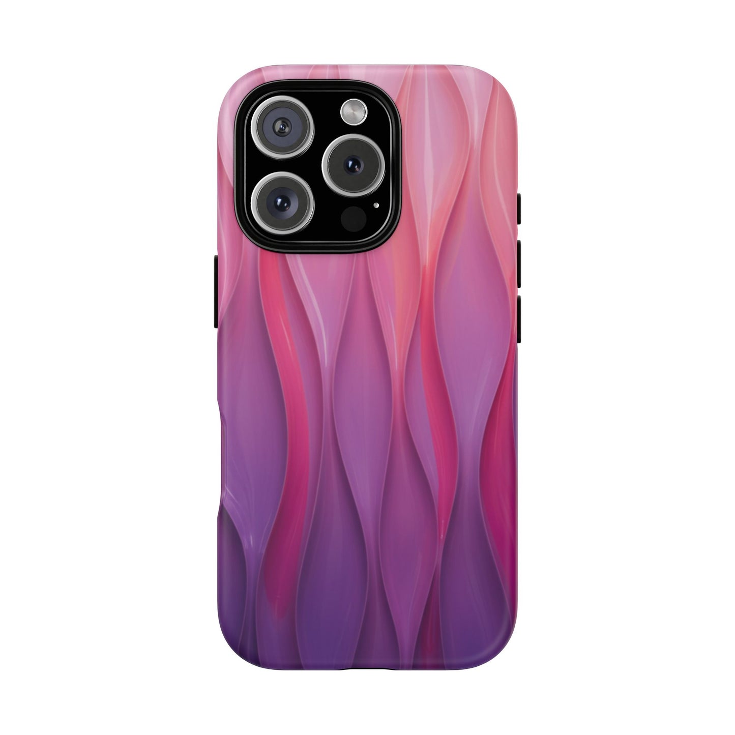 Pink Purple Wave Tough Phone Case. iPhone Tough Cases Phone Cases for iPhone 14\15\16\17 – Dual Layer, Matte/Glossy Finish, Wireless Charging Compatible — Abstract Gradient Protective Cover