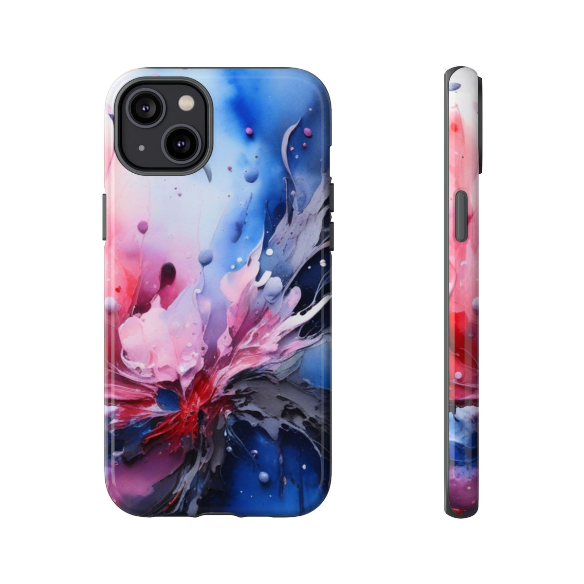Tough Case — Abstract Pink & Blue Phone Case. iPhone Tough Cases Phone Cases for iPhone 17/16/15/14 – Dual Layer, Matte/Glossy Finish, Wireless Charging Compatible
