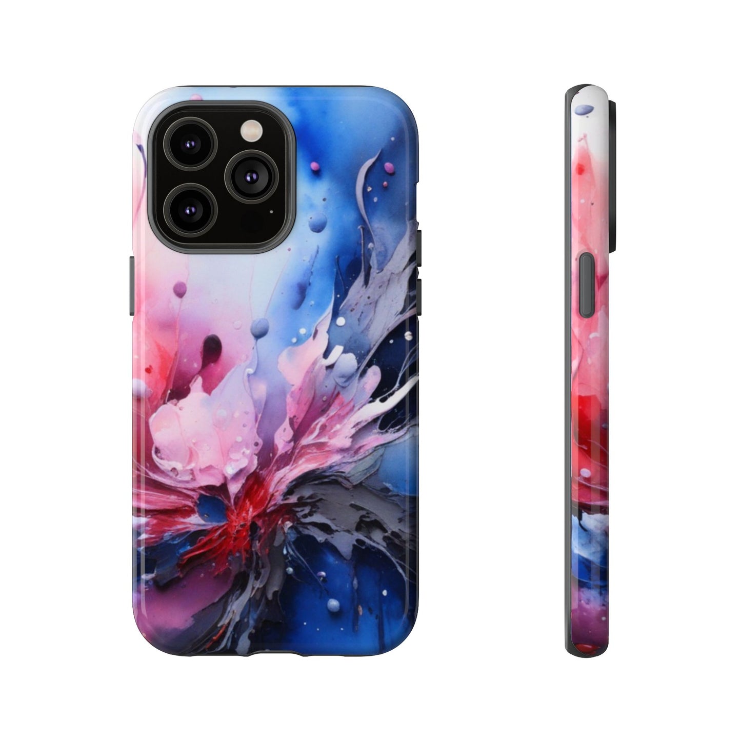 Tough Case — Abstract Pink & Blue Phone Case. iPhone Tough Cases Phone Cases for iPhone 17/16/15/14 – Dual Layer, Matte/Glossy Finish, Wireless Charging Compatible