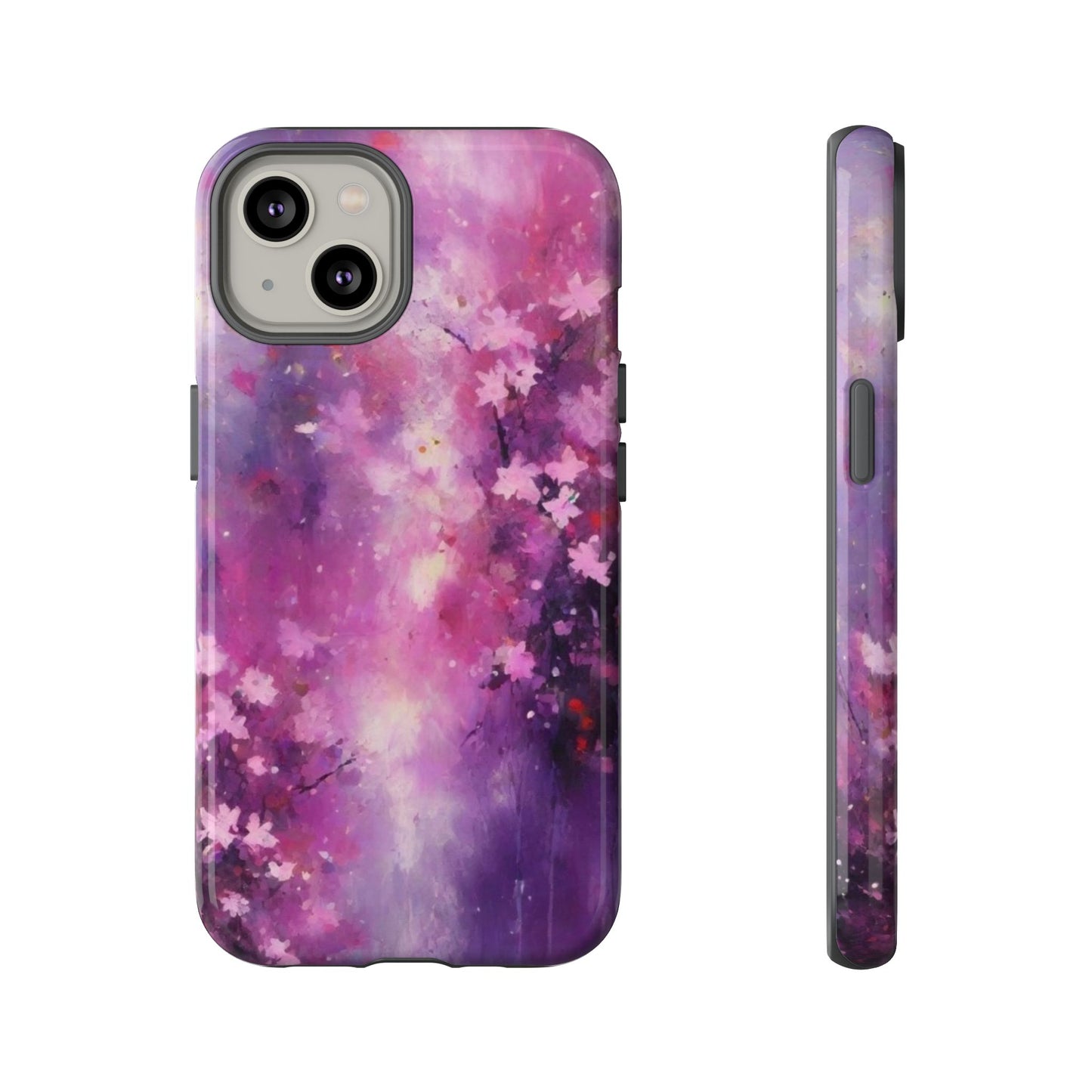 iPhone Tough Case Phone Case for iPhone 14\15\16 – Dual Layer, Matte/Glossy Finish, Wireless Charging Compatible, Cherry Blossom Phone Case