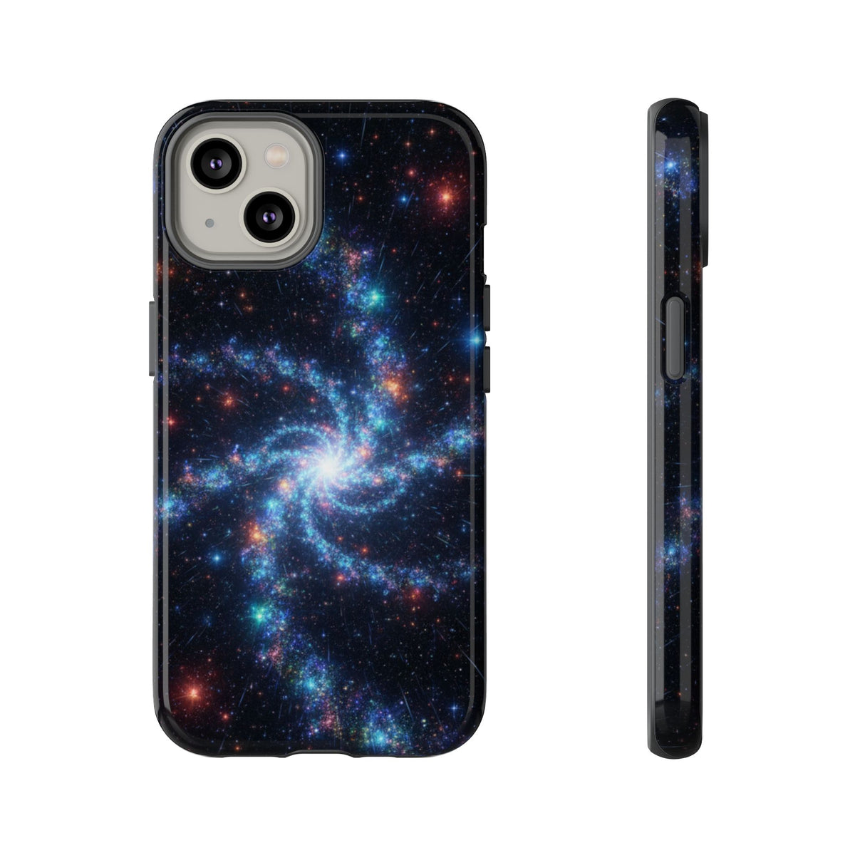 iPhone Tough Cases Phone Cases for iPhone 14\15\16\17\18 – Dual Layer, Matte/Glossy Finish, Wireless Charging Compatible. Galaxy Spiral Tough Phone Case — Cosmic Starfield Protective Cover for iPhone