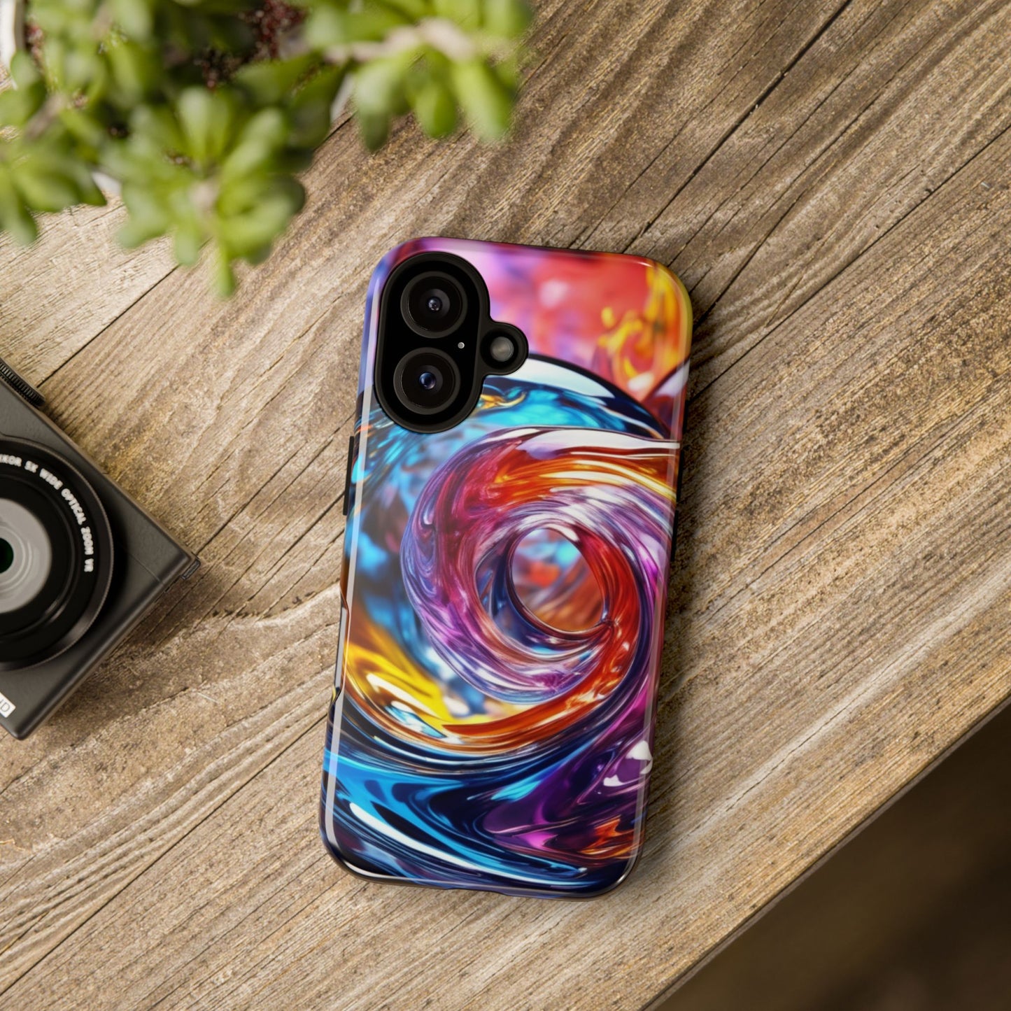 iPhone Tough Case Phone Case for iPhone 14\15\16 – Dual Layer, Matte/Glossy Finish, Wireless Charging CompatibleVibrant Swirl Phone Case - Tough Cases for Protection
