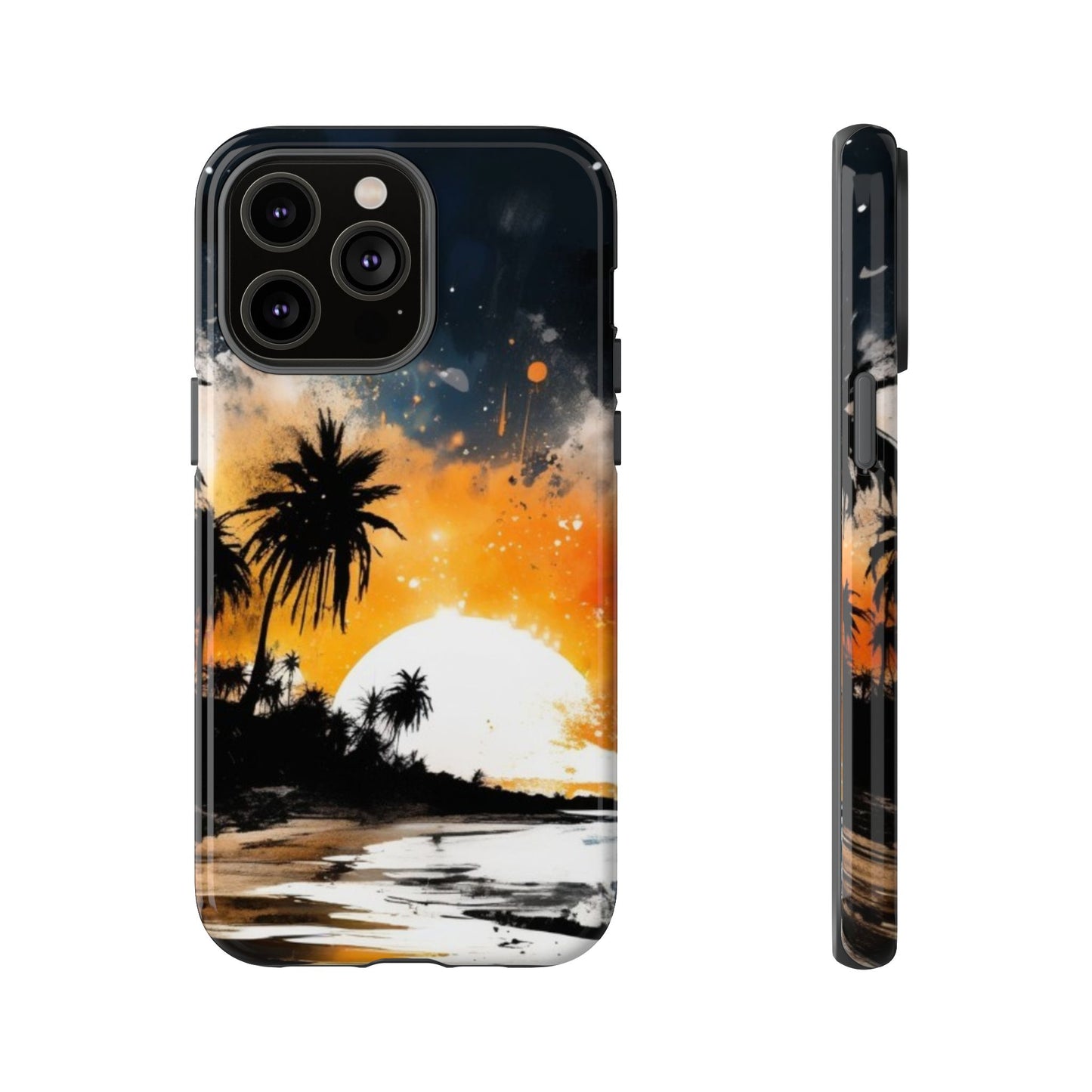 iPhone Tough Cases Phone Case for iPhone 14/15/16/17– Dual Layer, Matte/Glossy Finish, Wireless Charging Compatible, Tropical Sunset Design, Beach Lover Gift, Custom Phone Cover, Summer Vibes, Vacation Essentials