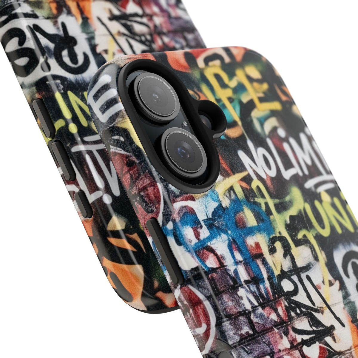 iPhone Tough Cases Phone Cases for iPhone 15\16\17\18 – Dual Layer, Matte/Glossy Finish, Wireless Charging Compatible. Graffiti Tough Phone Case