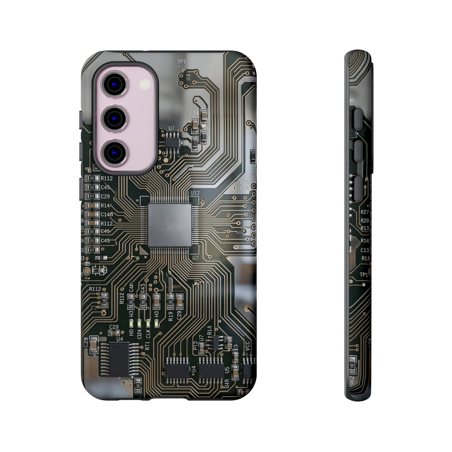Tough Cases Phone Cases for Samsung Galaxy S25/S24/S23/S22 – Dual Layer, Matte/Glossy Finish, Wireless Charging Compatible, Circuit Board Phone Case — Tech Circuitry Protective Phone Cover