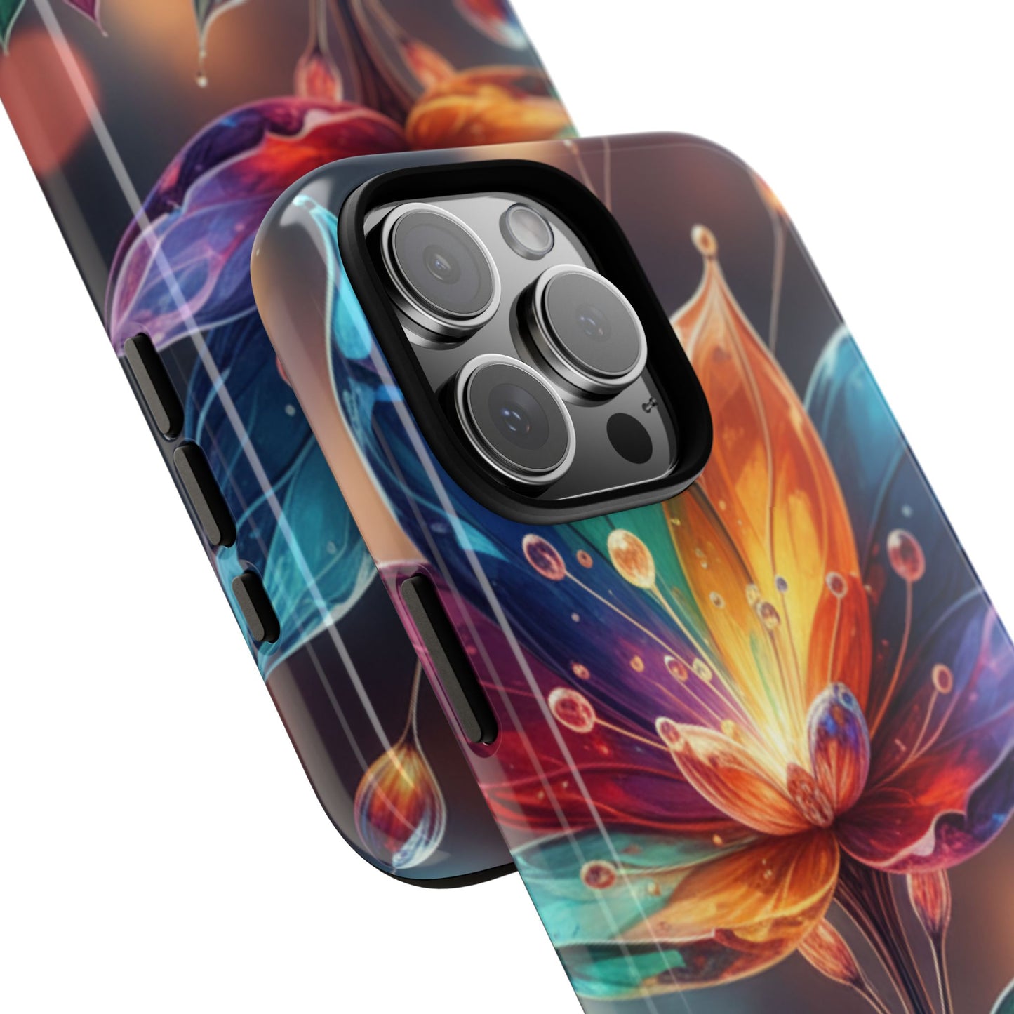 iPhone Tough Cases Phone Cases for iPhone 14\15\16\17 – Dual Layer, Matte/Glossy Finish, Wireless Charging Compatible — Vibrant Floral Lotus Phone Case