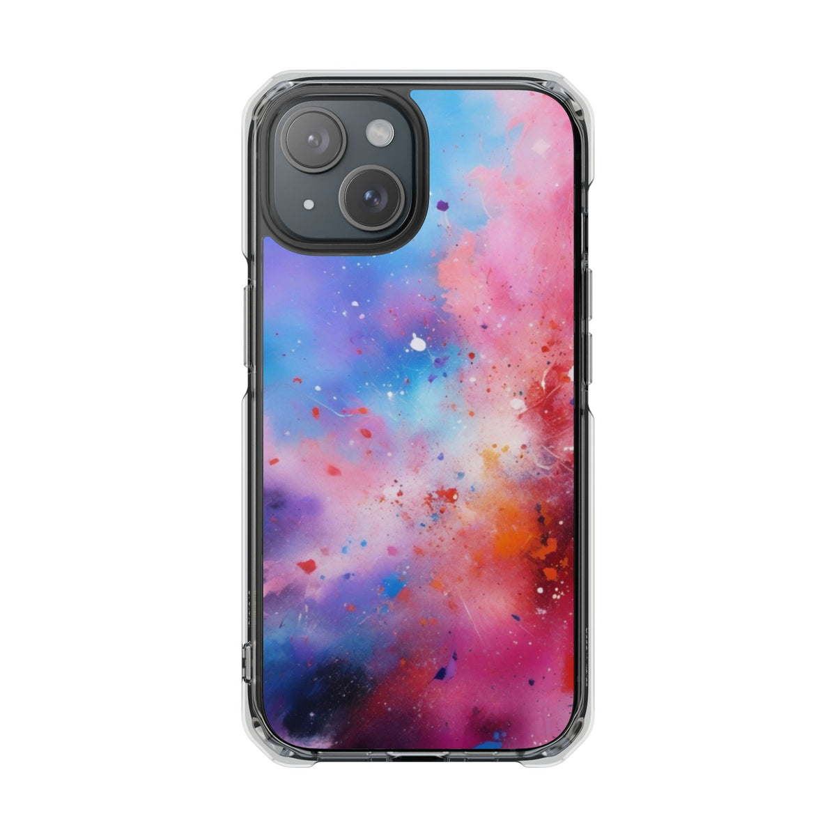 Magnetic Clear Impact Cases for iPhone 16/15/14, Colorful Nebula Design, Unique Gift for Phone Lovers,