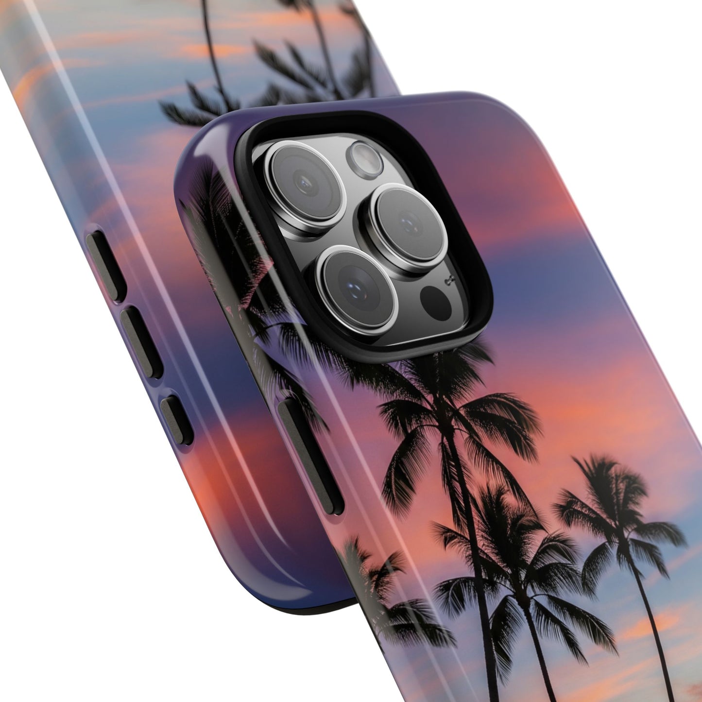 iPhone Tough Cases Phone Cases for iPhone 14\15\16\17 – Dual Layer, Matte/Glossy Finish, Wireless Charging Compatible, Tropical Sunset Phone Case — Palm Tree Beach iPhone Case, iPhone 17 Protective Case