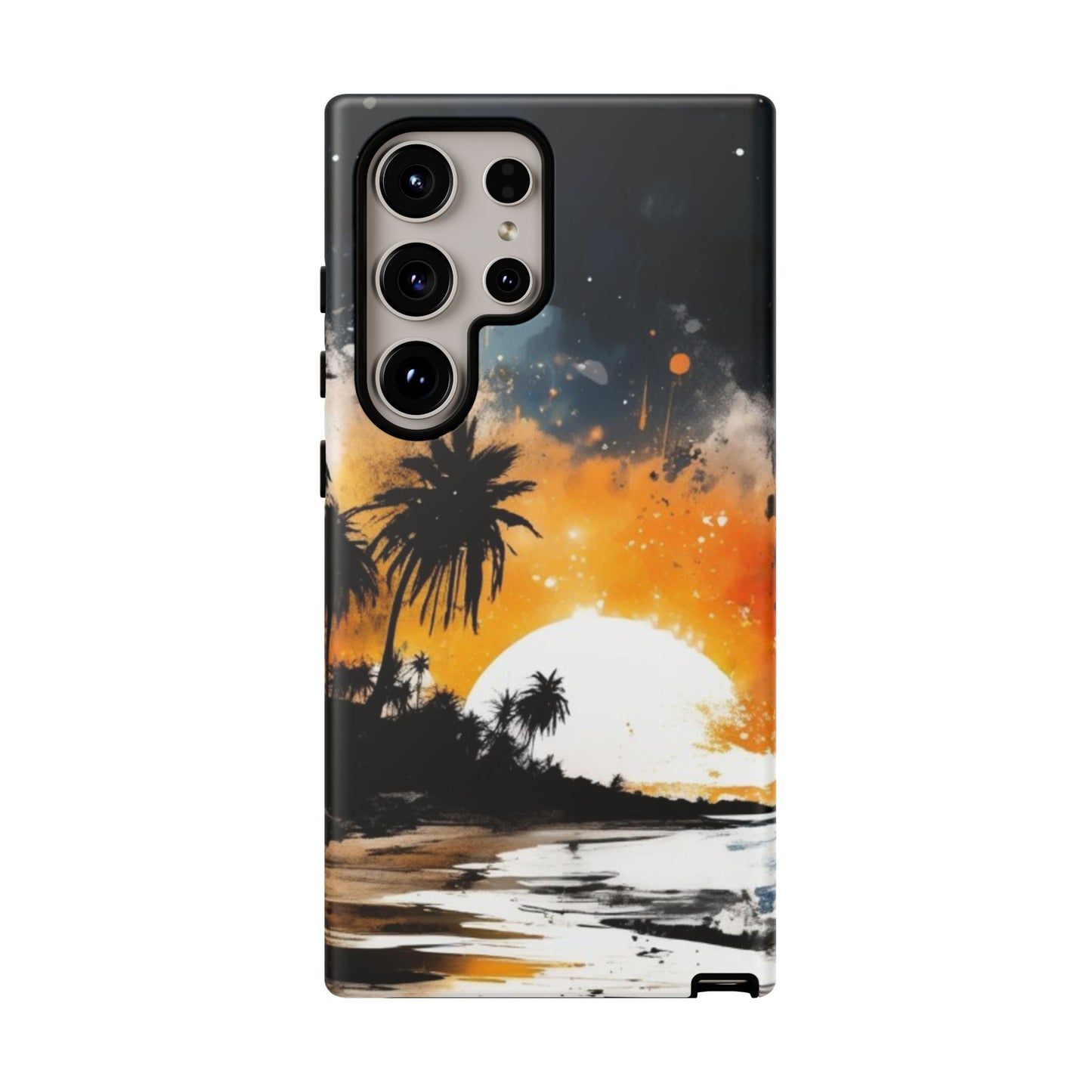 Tough Cases Phone Cases for Samsung Galaxy S25/S24/S23 – Dual Layer, Matte/Glossy Finish, Wireless Charging Compatible: Tropical Sunset Phone Case, Customizable iPhone Cover, Summer Vibes Accessory, Beach Lover Gift