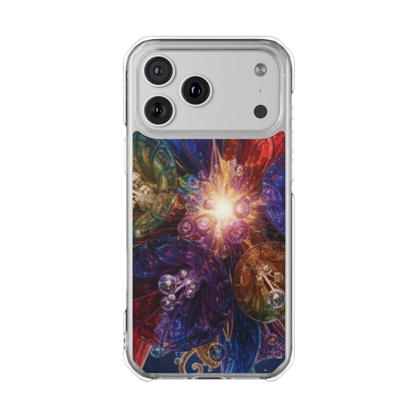 Magnetic Impact Phone Case for iPhone 17/16/15/14, Magnetic Clear Phone Case — Cosmic Abstract Art Impact Case