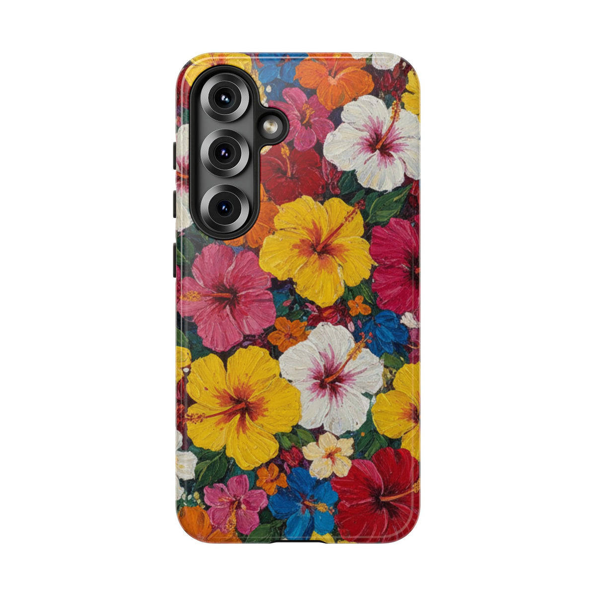Tough Cases Phone Cases for Samsung Galaxy S26/S25/S24/S23/S22 – Dual Layer, Matte/Glossy Finish, Wireless Charging CompatibleFloral Hibiscus Tough Phone Case — Bright Tropical Flowers Protective Cover