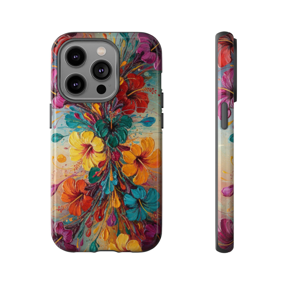 iPhone Tough Cases Phone Cases for iPhone 14\15\16\17\18 – Dual Layer, Matte/Glossy Finish, Wireless Charging Compatible. Floral Burst Tough Phone Case — Vibrant Flower Protective Case
