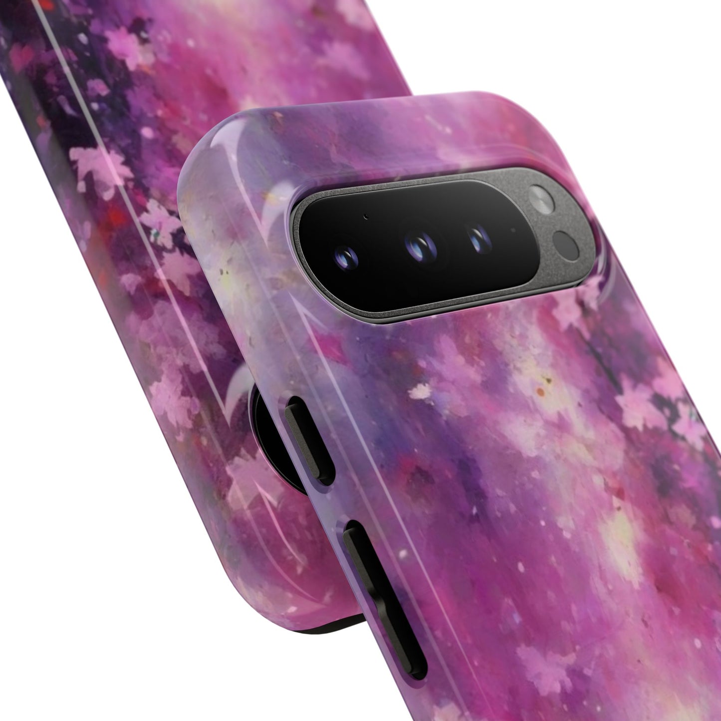Tough Case Phone Case for Google Pixel 7/8/9– Dual Layer, Matte/Glossy Finish, Wireless Charging Compatible, Artistic Floral Phone Case - Tough Cases with Cherry Blossom Design