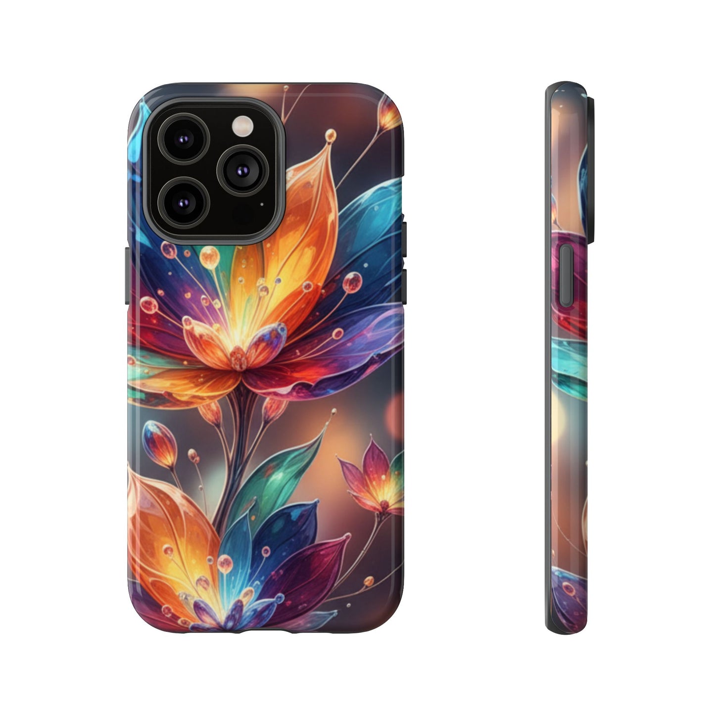 iPhone Tough Cases Phone Cases for iPhone 14\15\16\17 – Dual Layer, Matte/Glossy Finish, Wireless Charging Compatible — Vibrant Floral Lotus Phone Case