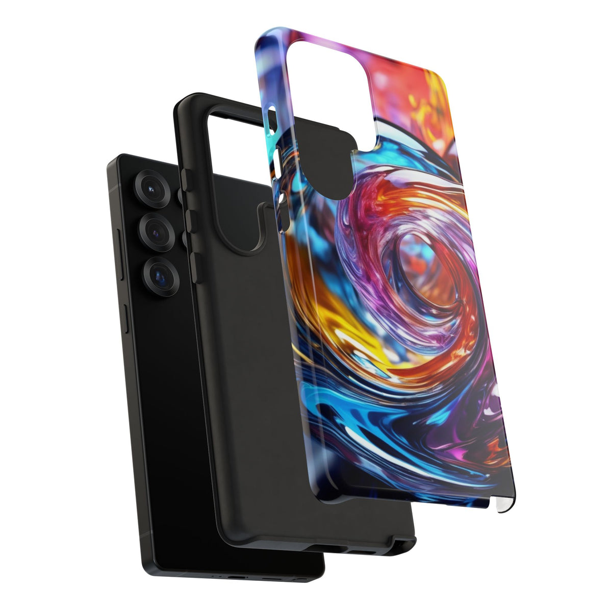 Tough Case Phone Case for Samsung Galaxy S25/S24 – Dual Layer, Matte/Glossy Finish, Wireless Charging Compatible, Vibrant Swirl Phone Case - Tough Cases for Stylish Protection