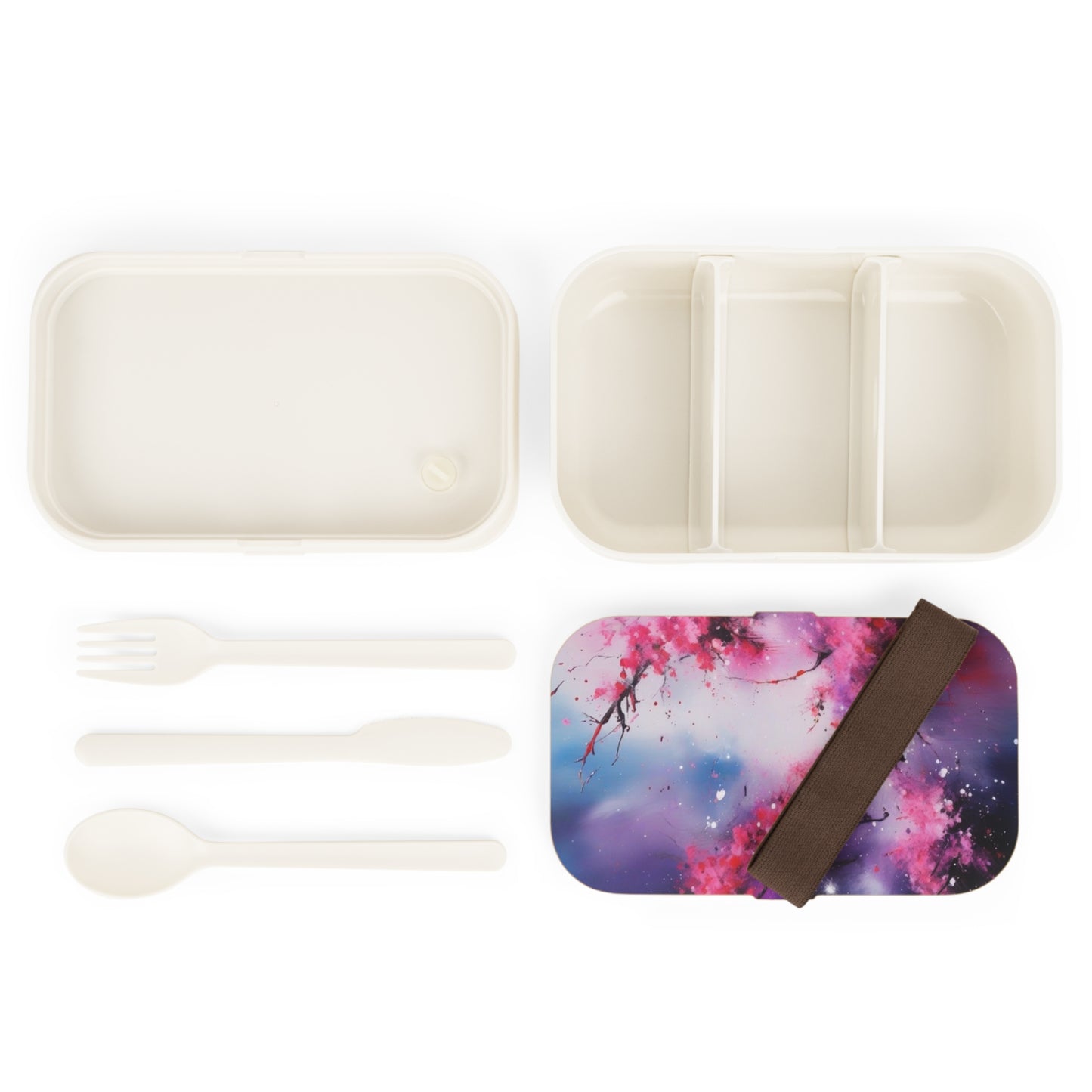 Stylish Bento Box Lunchbox – Portable, Designed Food Container with Wooden Lid & Two Moveable Compartments for Work, School & Picnics