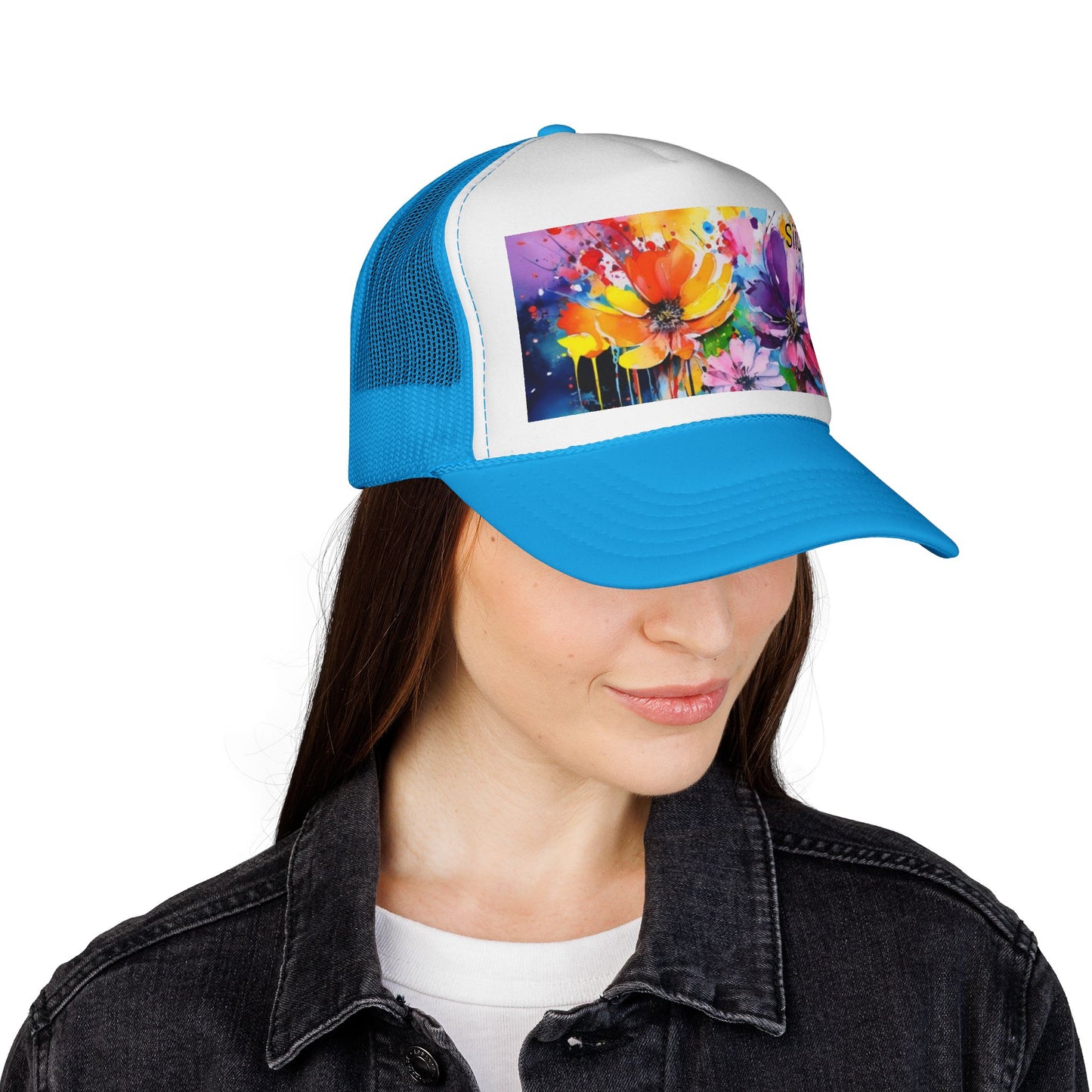 Vibrant Floral Trucker Cap - Colorful Summer Hat for Outdoor Fun