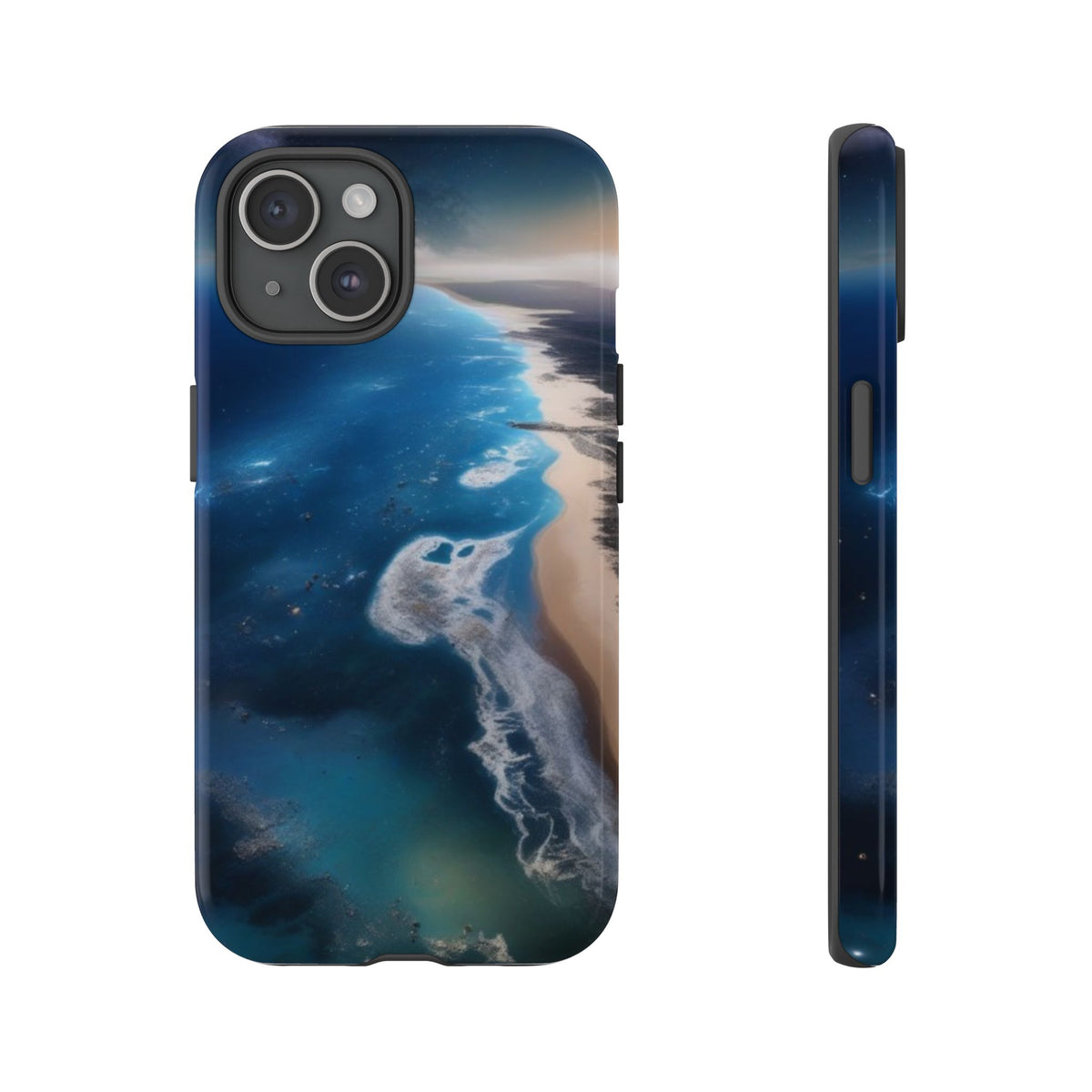 iPhone Tough Case Phone Case for iPhone 14\15\16 – Dual Layer, Matte/Glossy Finish, Wireless Charging Compatible, Ocean Waves Phone Case - Tough and Stylish Protection for Beach Lovers