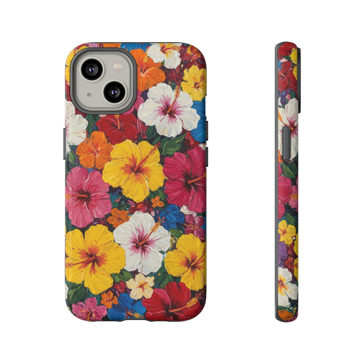 iPhone Tough Cases Phone Cases for iPhone 14\15\16\17 – Dual Layer, Matte/Glossy Finish, Wireless Charging CompatibleFloral Hibiscus Tough Phone Case — Bright Tropical Protection