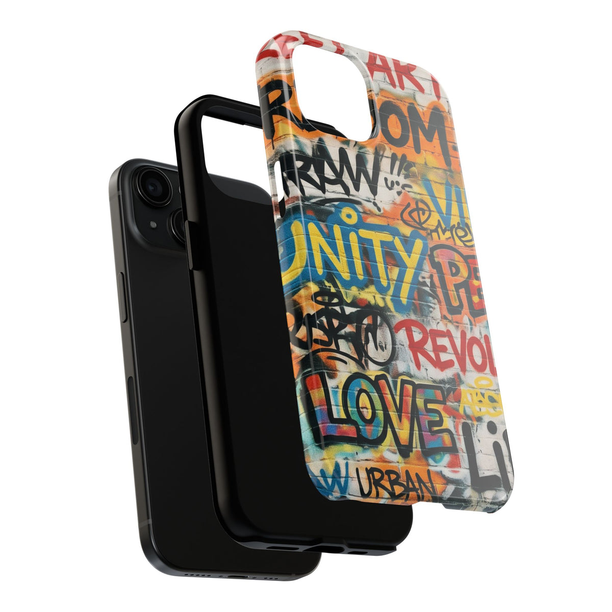 iPhone Tough Cases Phone Cases for iPhone 15\16\17\18 – Dual Layer, Matte/Glossy Finish, Wireless Charging Compatible. Urban Graffiti Tough Phone Case – Colorful Street Art Design