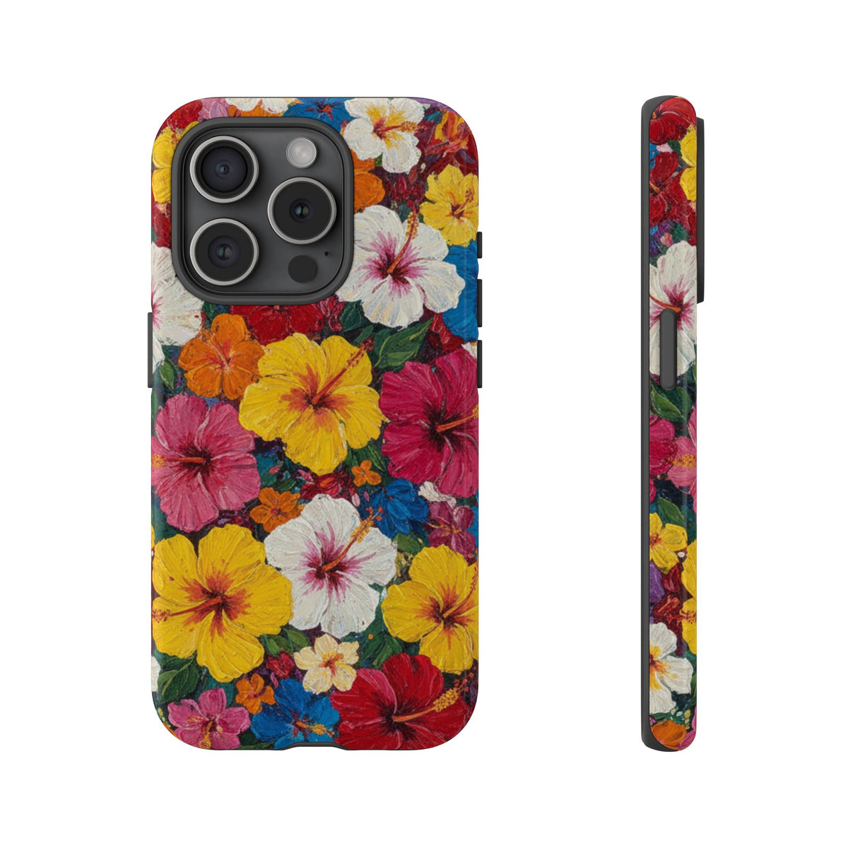 iPhone Tough Cases Phone Cases for iPhone 14\15\16\17 – Dual Layer, Matte/Glossy Finish, Wireless Charging CompatibleFloral Hibiscus Tough Phone Case — Bright Tropical Protection