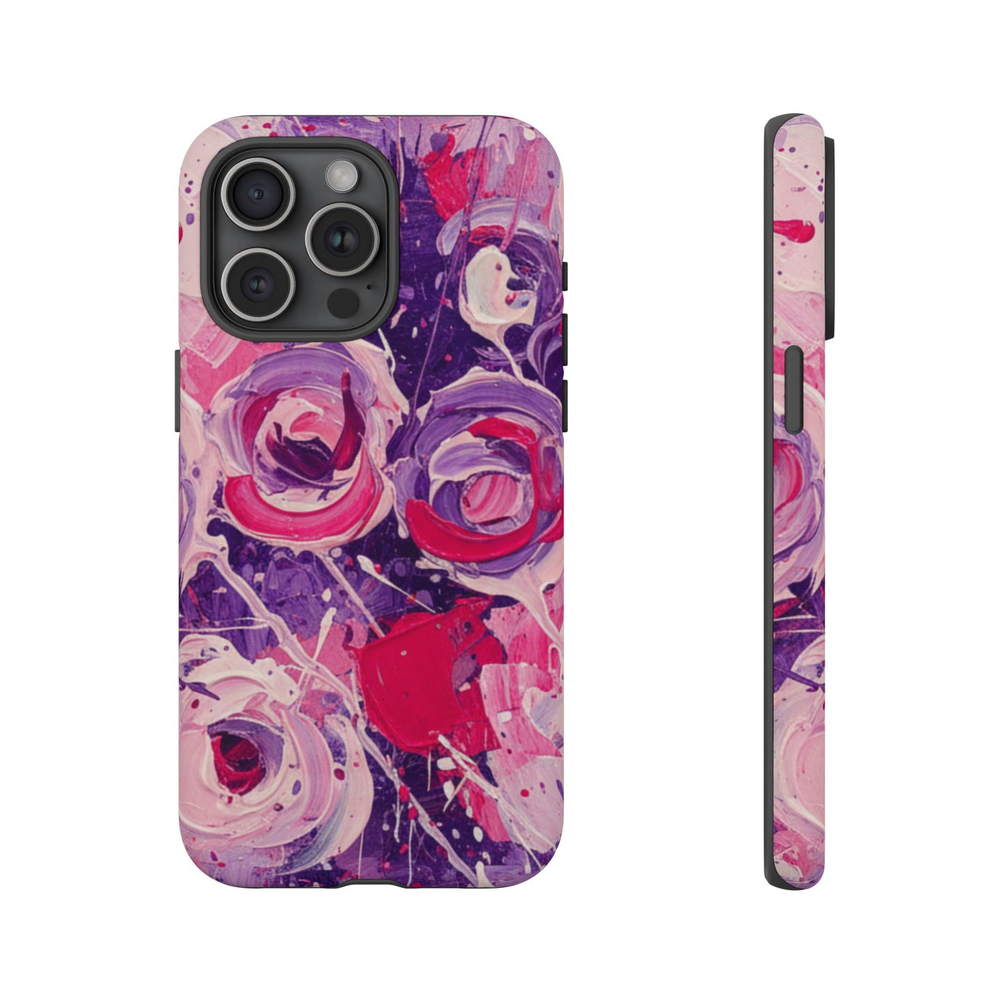 iPhone Tough Cases , iPhone 17 case, Phone Cases for iPhone 14\15\16\17 – Dual Layer, Matte/Glossy Finish, Wireless Charging Compatible, Floral Abstract Tough Phone Case — Protective Cover