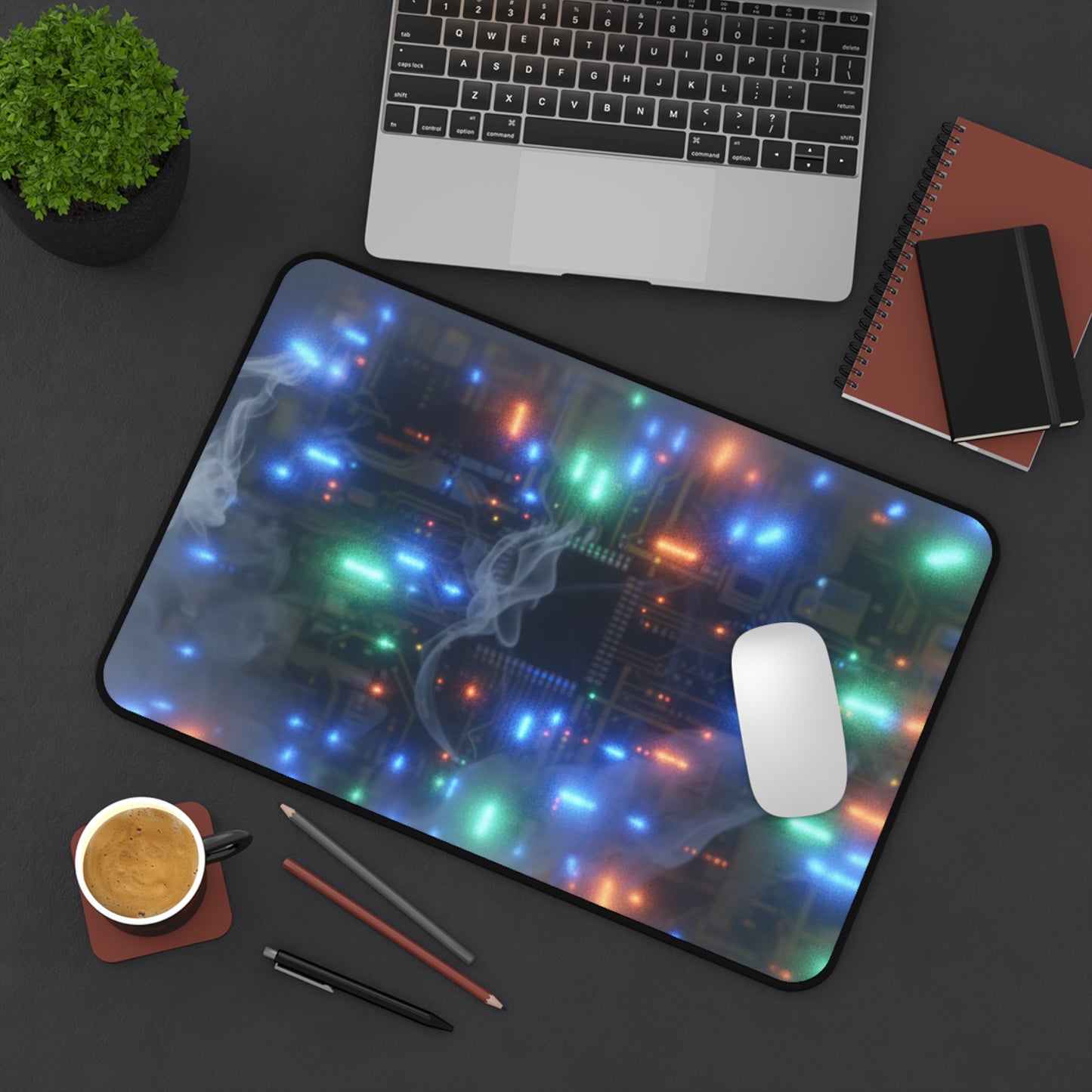 Large Gaming Mouse Pad – Premium Mouse Pad & Tech Accessory for Home & Office, Premium Desk Mat, Gaming Mouse Pad, Non-slip, Circuit Glow Desk Mat — Neon Tech Mouse Pad with Retro Computer Lights