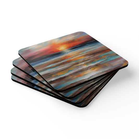Designer Cork Coaster Set – High-Gloss Drink Coasters with Cork Backing (Set of 4)