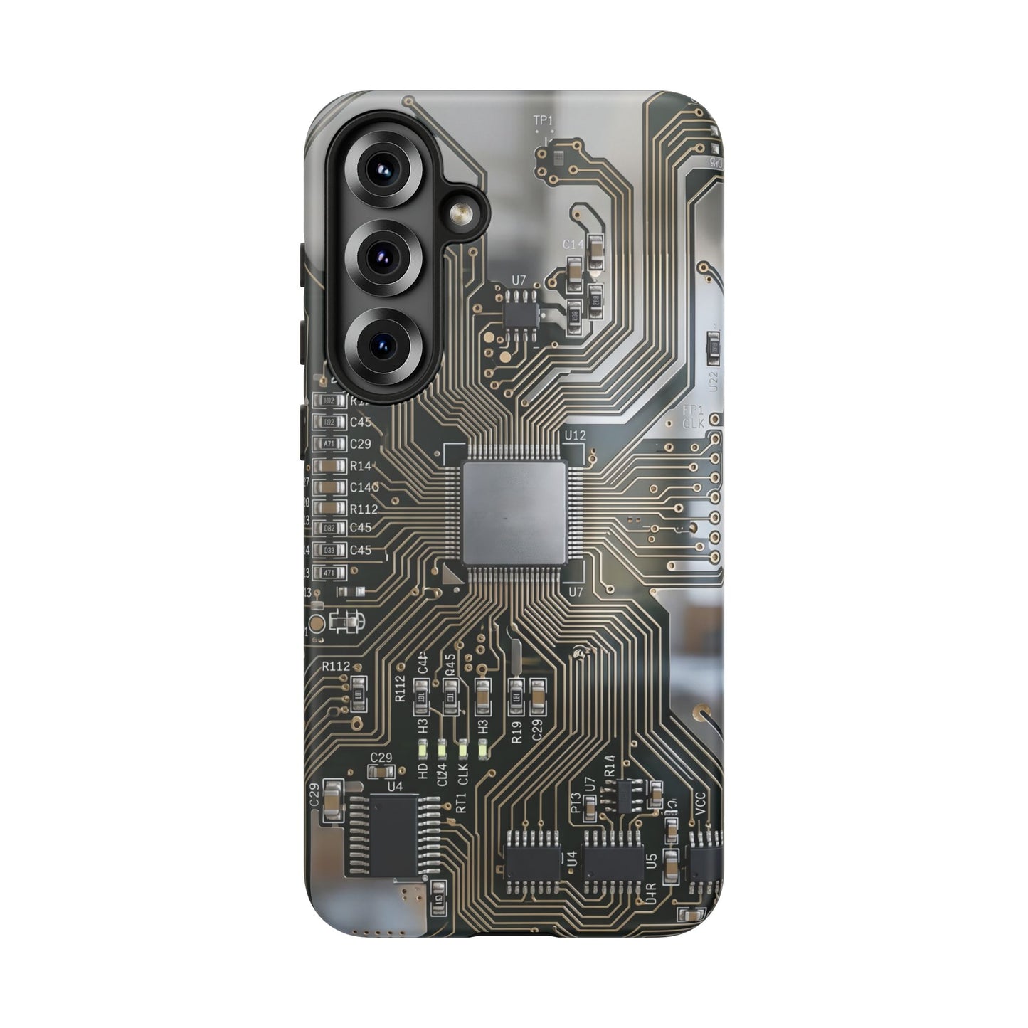 Tough Cases Phone Cases for Samsung Galaxy S25/S24/S23/S22 – Dual Layer, Matte/Glossy Finish, Wireless Charging Compatible, Circuit Board Phone Case — Tech Circuitry Protective Phone Cover
