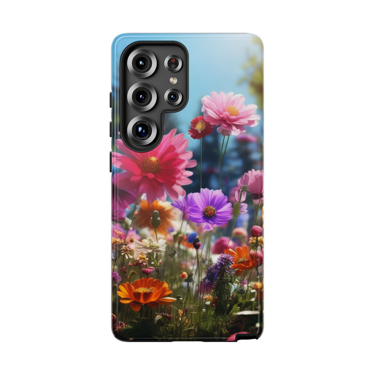 Tough Cases Phone Cases for Samsung Galaxy S25/S24/S23 – Dual Layer, Matte/Glossy Finish, Wireless Charging Compatible, Floral Meadow Tough Phone Case – Colorful Wildflower Protective Cover