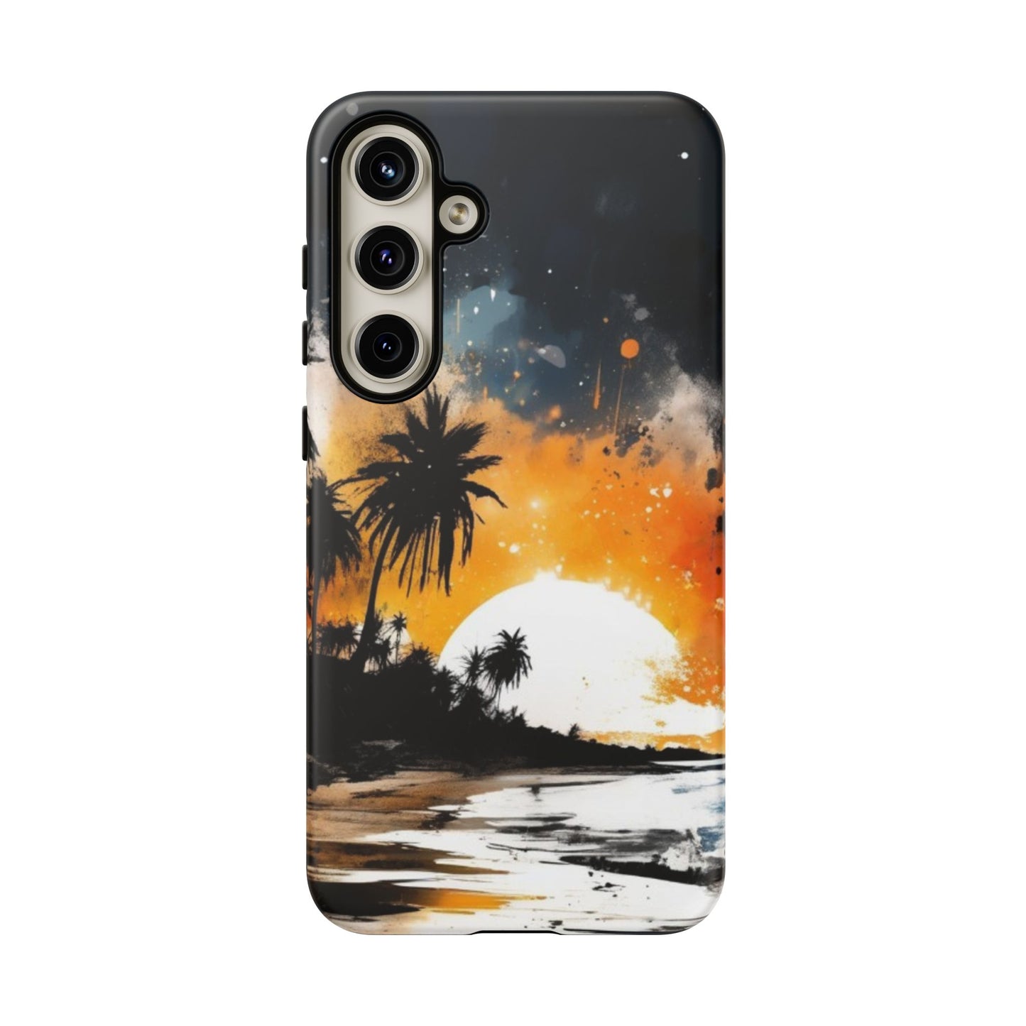 Tough Cases Phone Cases for Samsung Galaxy S25/S24/S23 – Dual Layer, Matte/Glossy Finish, Wireless Charging Compatible: Tropical Sunset Phone Case, Customizable iPhone Cover, Summer Vibes Accessory, Beach Lover Gift