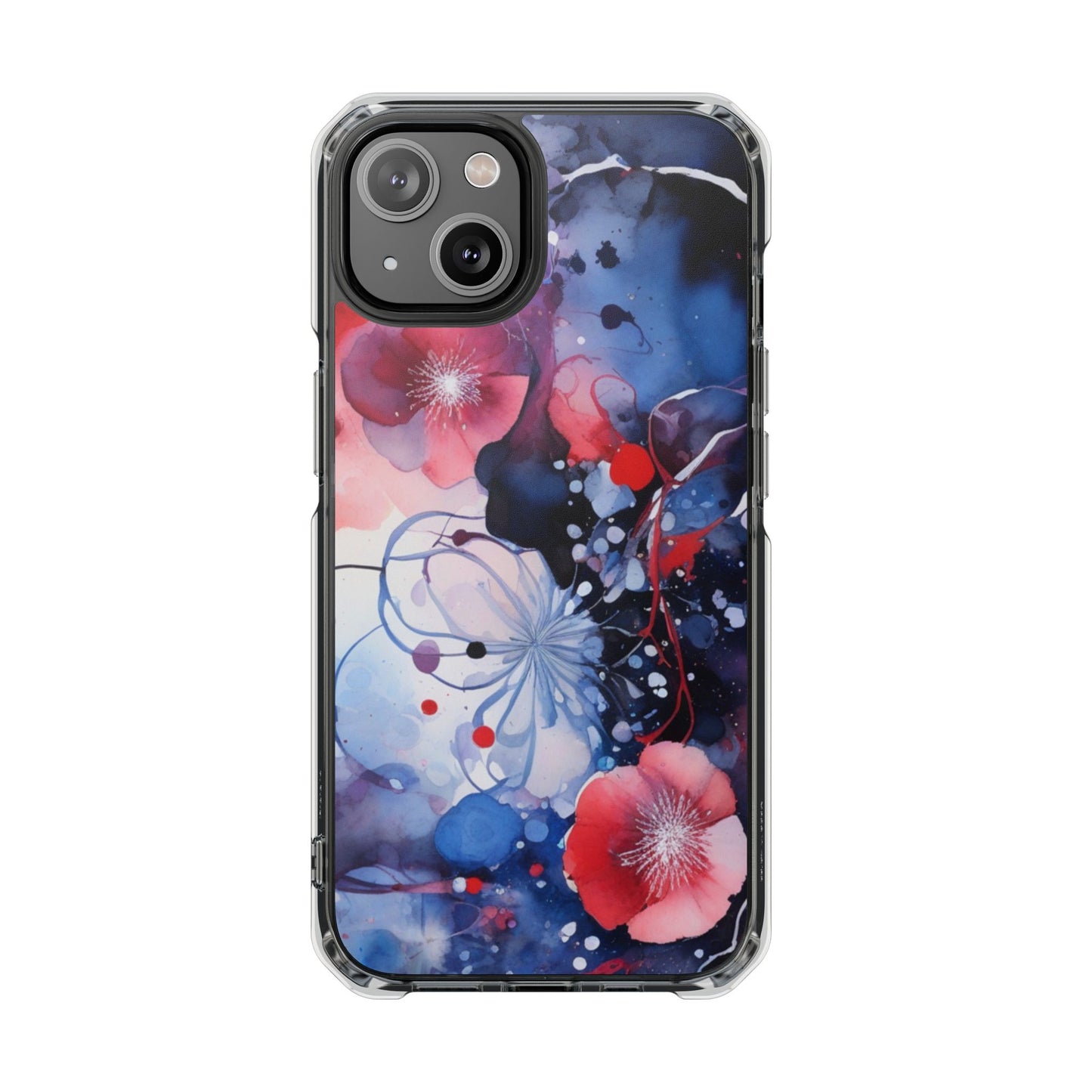 Clear Magnetic Phone Case — Watercolor Floral Impact Protection. Magnetic Impact Phone Case for iPhone 17/16/15/14.