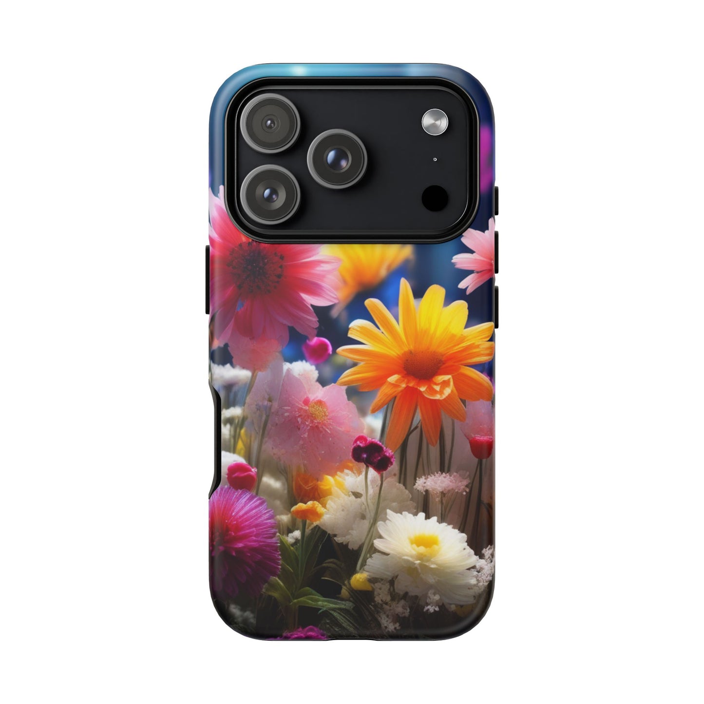 iPhone Tough Cases Phone Cases for iPhone 14\15\16\17– Dual Layer, Matte/Glossy Finish, Wireless Charging Compatible, Floral Garden Phone Case — Vibrant Spring Flowers Protective iPhone Case